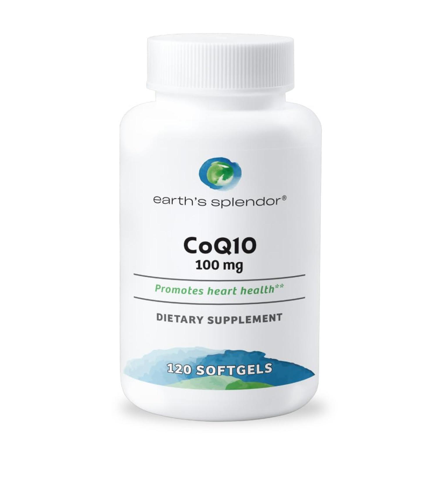 Earth's Splendor CoQ10 Supplement 120 Softgels 100mg Coenzyme Q10 Contain 4 Month Supply CoQ 10 - Buy Online on GoSupps.com