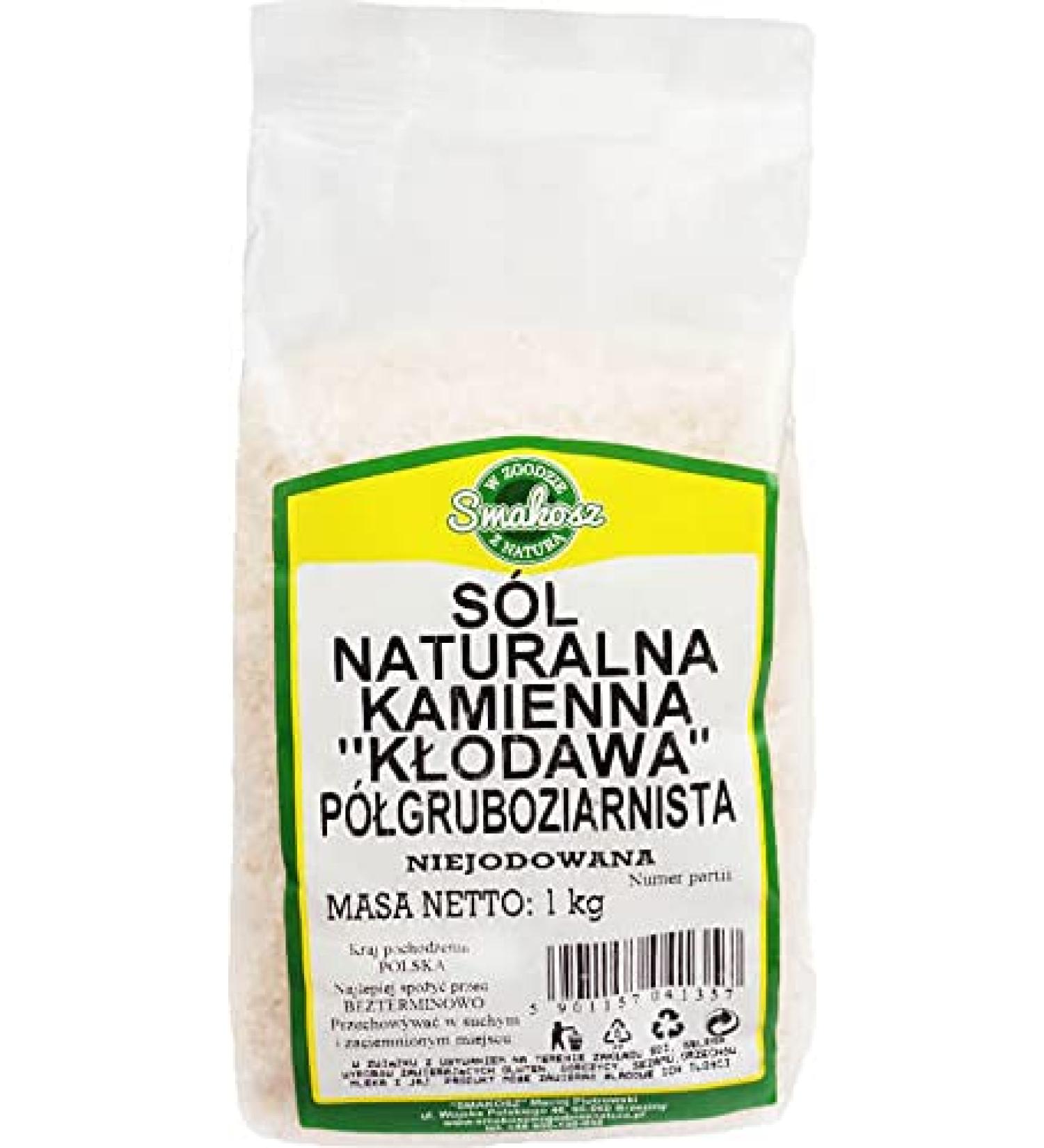 Semicoarse grained noniodinated natural rock salt from K ODAWA 1kg SMAKOSZ