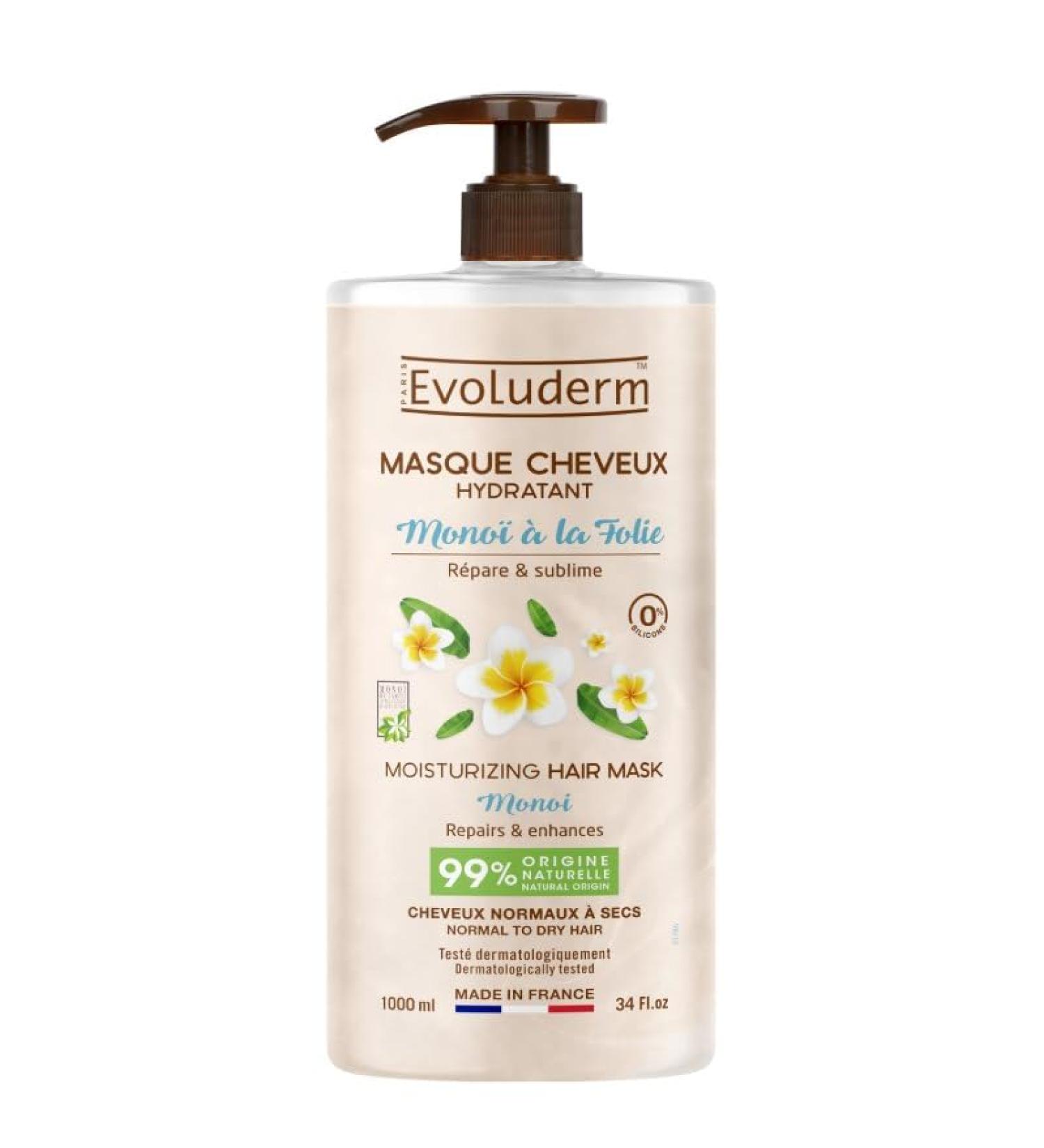 Evoluderm EVOLUDERM - Mono la Folie Moisturizing Hair Mask - 1000 ml - 99% Natural Origin - Vegan - Made in France