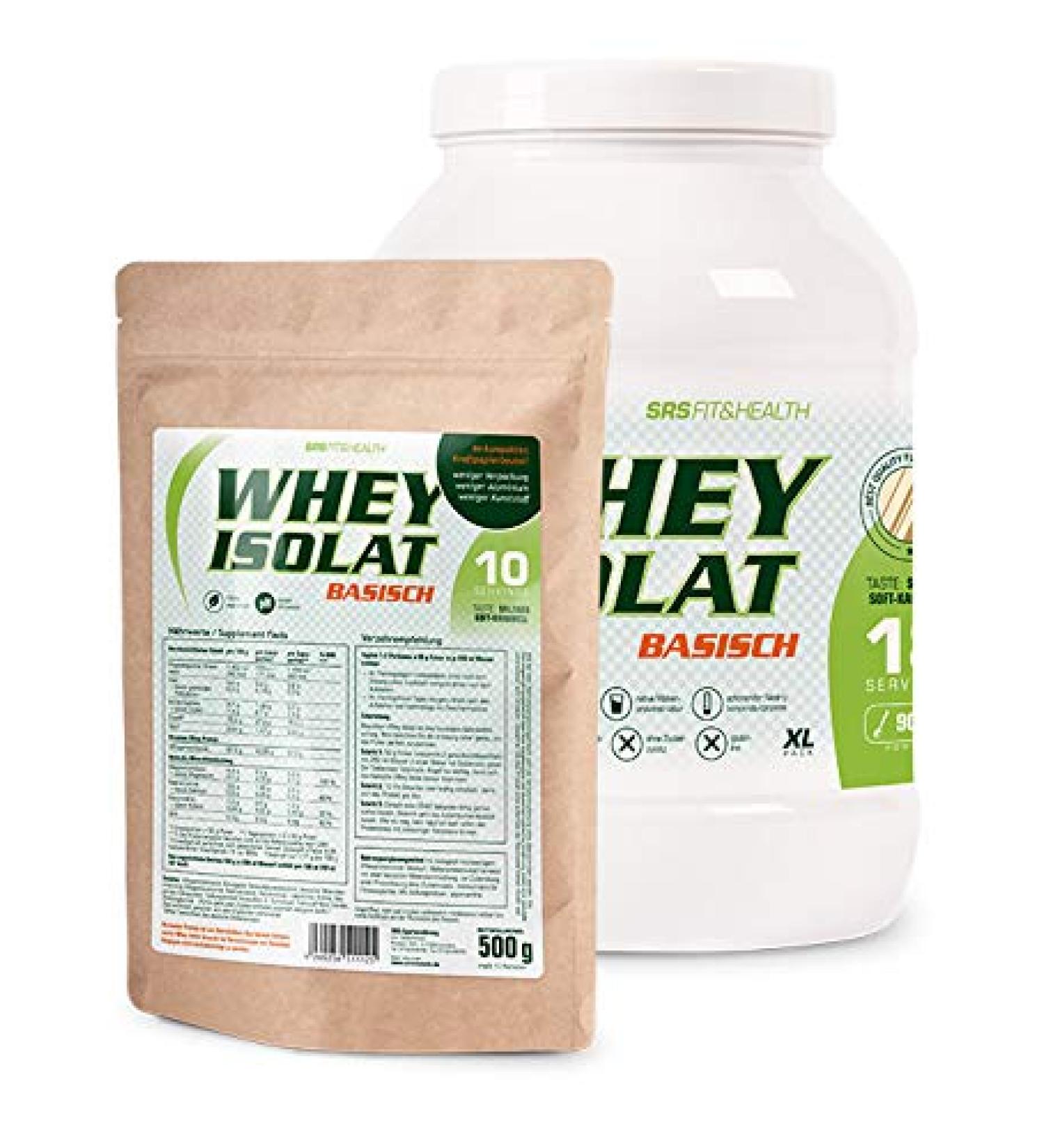 SRS Muscle - Whey Isolat Basic XL 900 g Salzig's soft caramel |World first |especially pH-based |Against acidification of the body |German premium quality