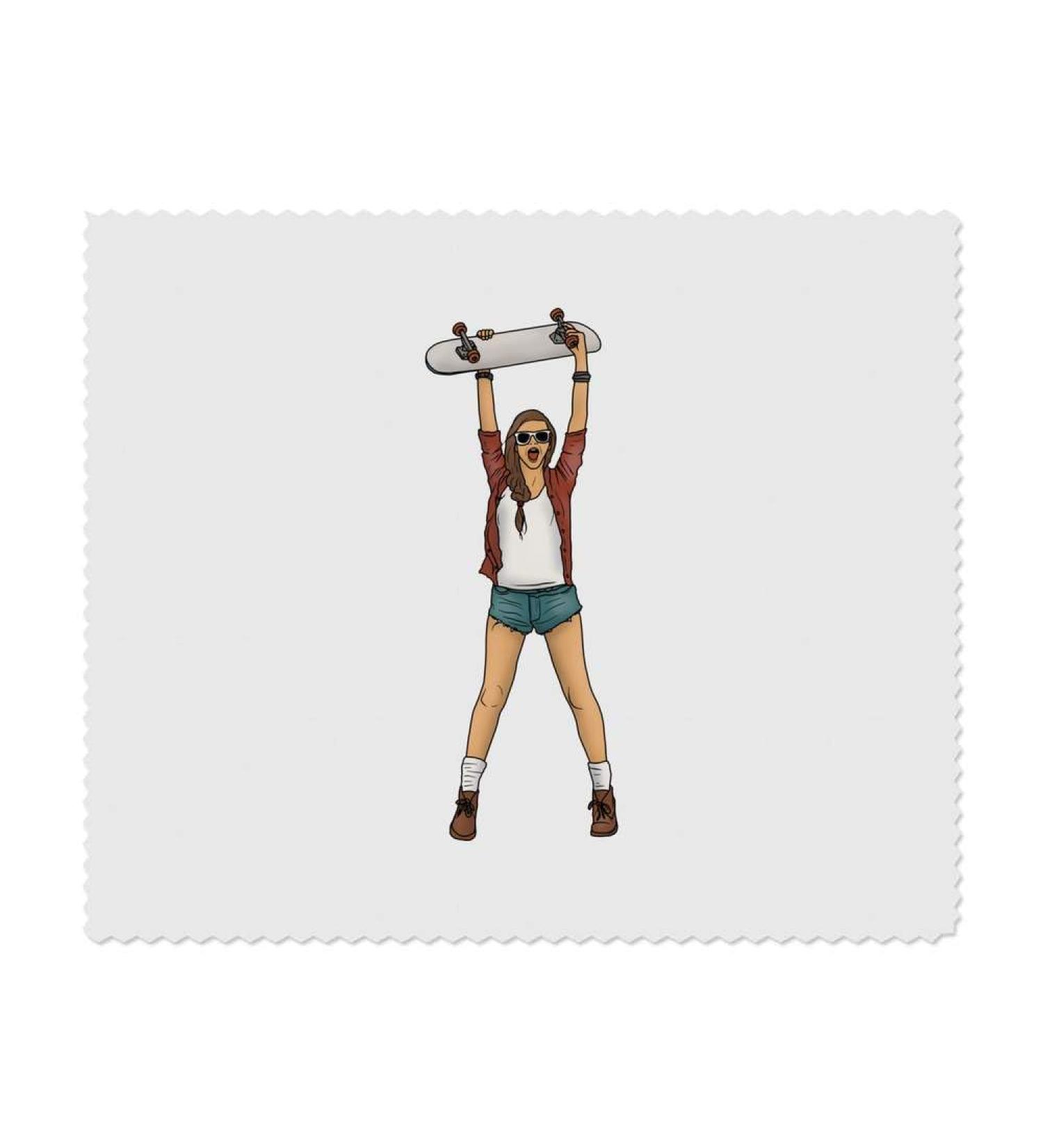 Azeeda Skater Girl Microfiber Lens Cleaning Cloths - Pack of 2 | Ideal for Glasses & Screen Cleaning | International Shipping Available - Buy Online on GoSupps.com