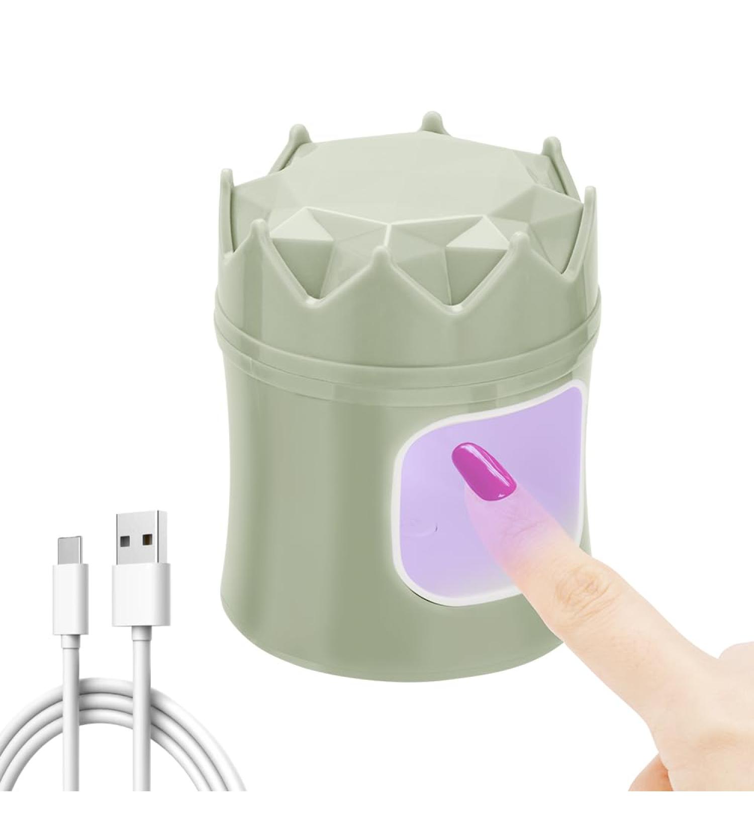 Mini High-Efficiency UV Nail Lamp - Quick Drying Dual Light Source Type-C Powered - Perfect for On-The-Go Nail Art(Green)