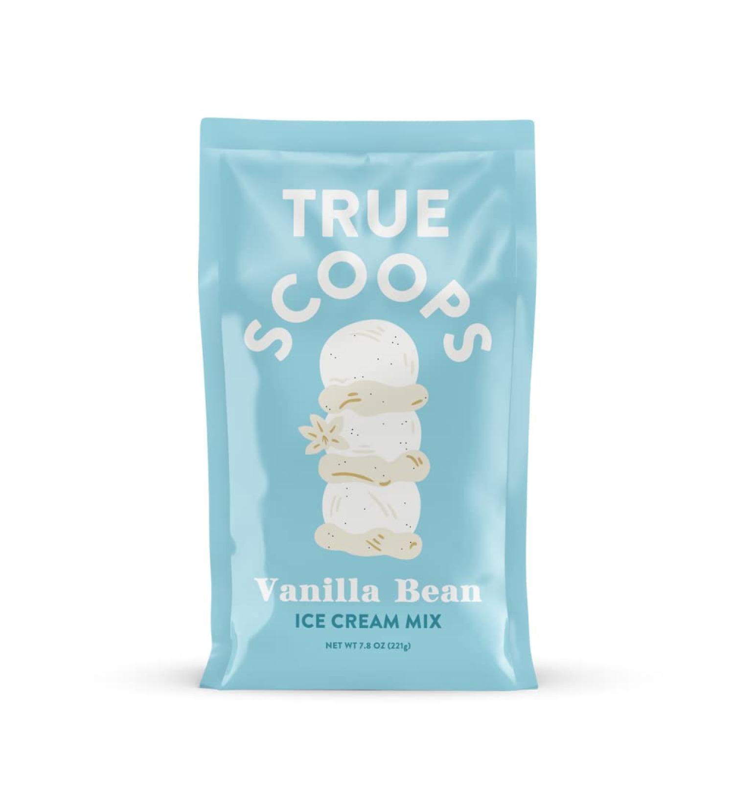 True Scoops Vanilla Bean Ice Cream Mix - Made with Real Ground Vanilla Beans - Kosher, Peanut Free, Gluten Free - No Artifical Flavors or Colors - No Ice Cream Maker Needed - 1 Quart - Buy Online on GoSupps.com