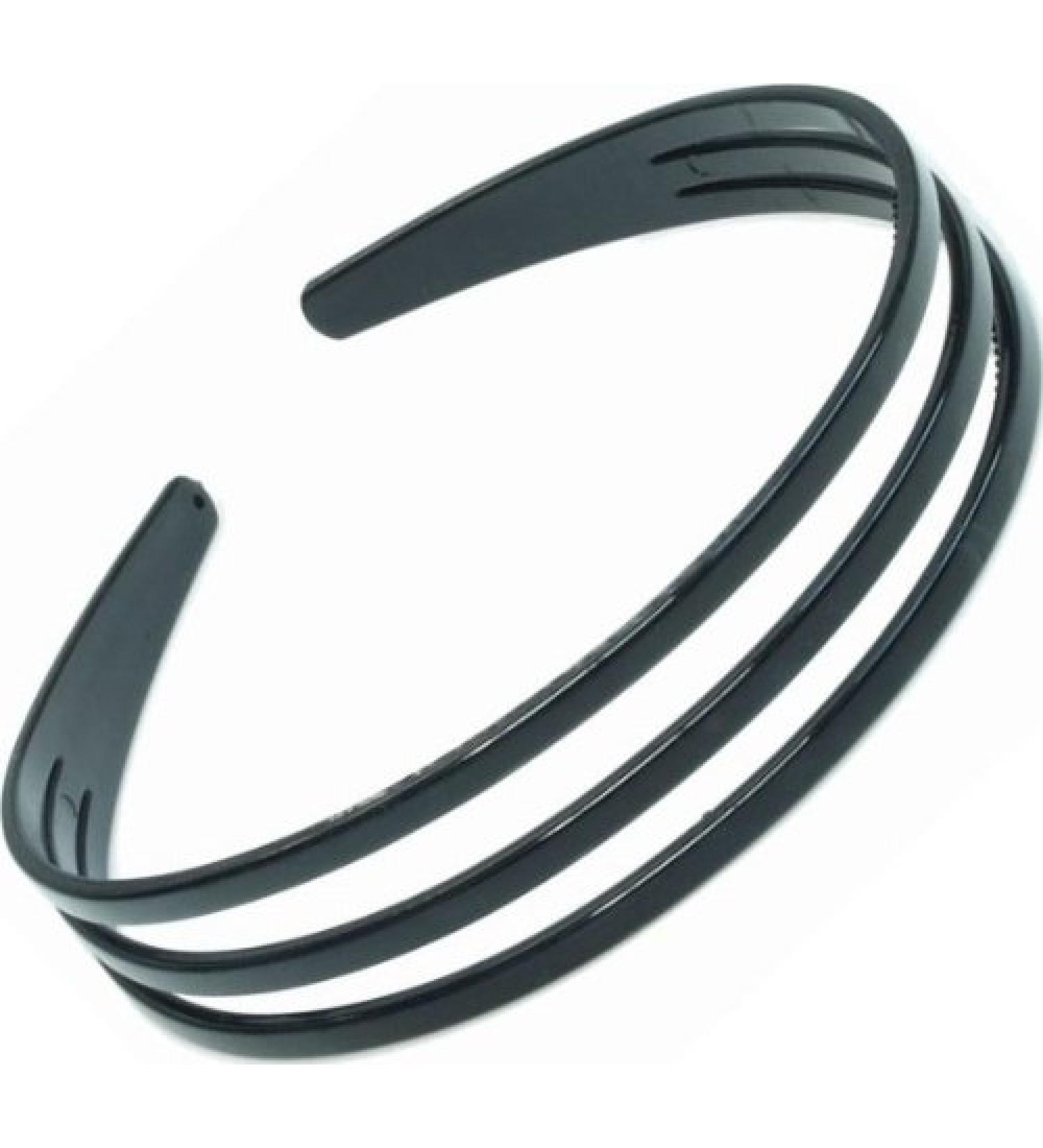 Women's/Girl's Shiny Plastic 3 Rows Headband 2.5cm Black