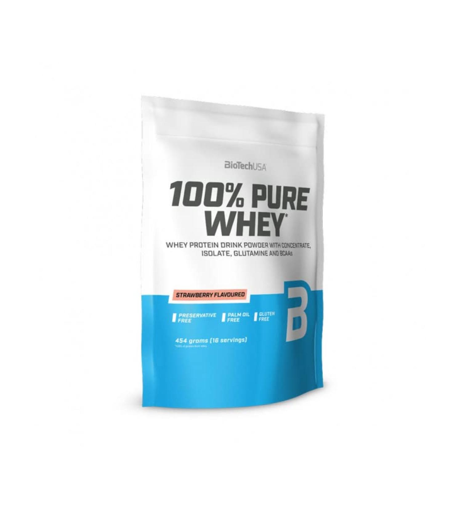  BioTechUSA 100% Pure Whey Strawberry - 454g - Buy Online on GoSupps.com