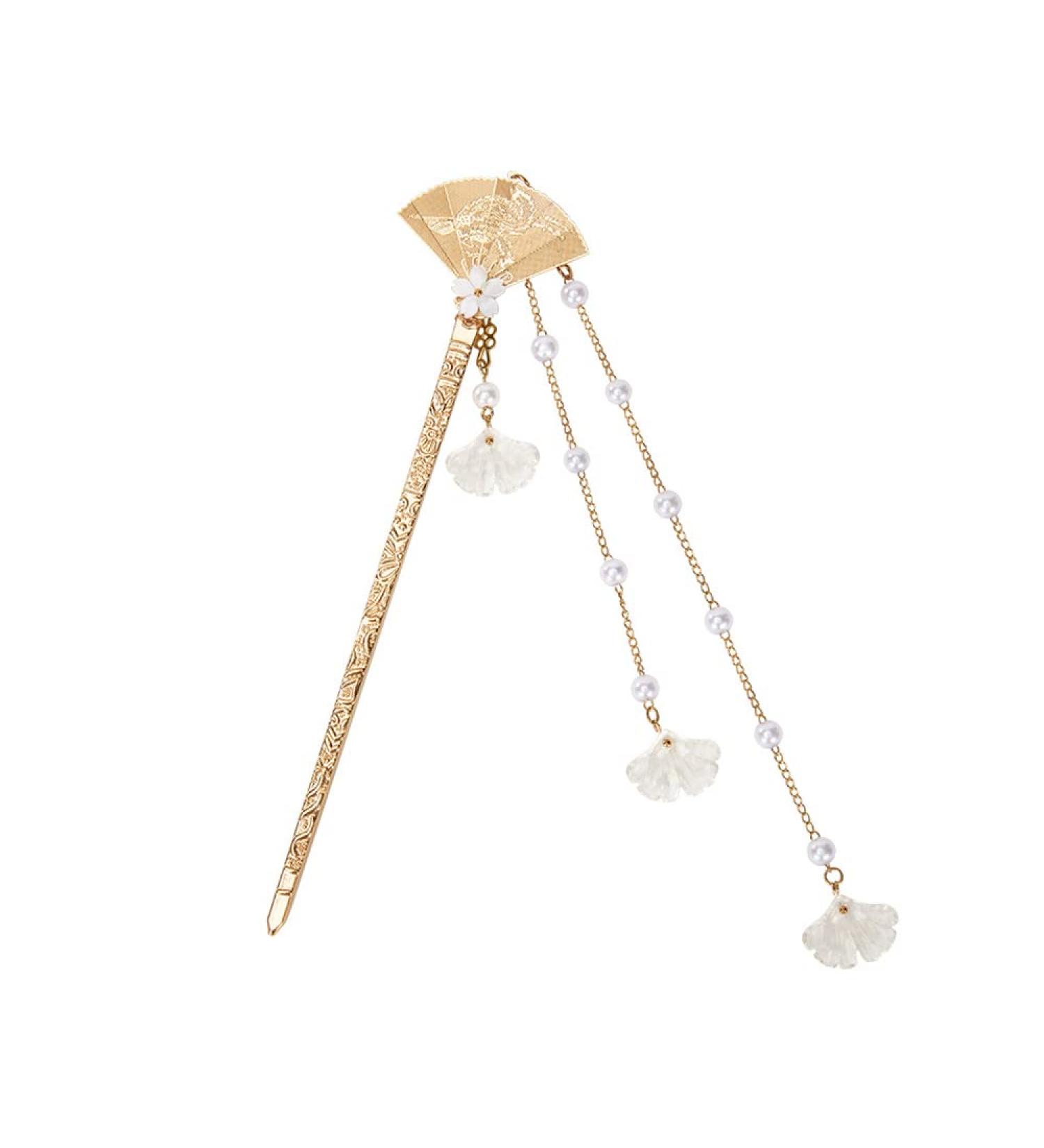 Retro Alloy Fan Shape Chinese Hair Stick Hairpin - MGPFERD - Buy Online on GoSupps.com