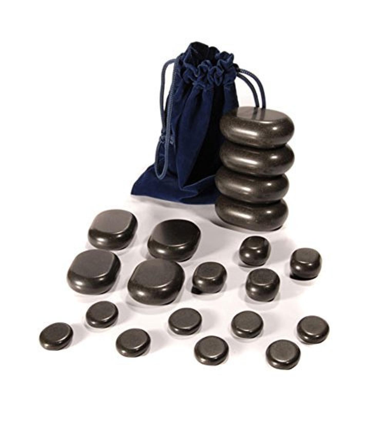 Welltouch Hot Stone Massage Set |20 Basalt massage stones |Optimal as a hot stone entry-level set |Suitable for private users |Ideal for spa massage therapy & relaxation