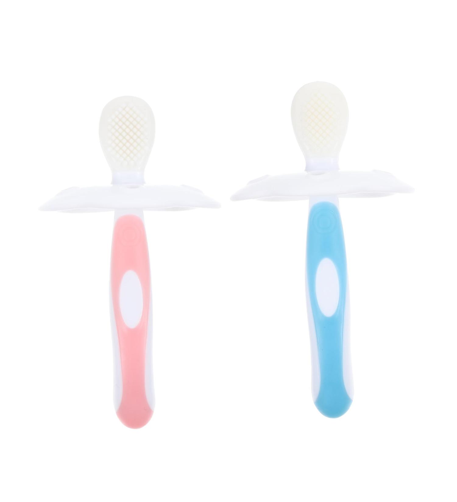 Buy Gatuida Silicone Toothbrushes for Kids - 2 Sets of Baby Bite Toys & Cleaning Brushes - Pink - Buy Online on GoSupps.com