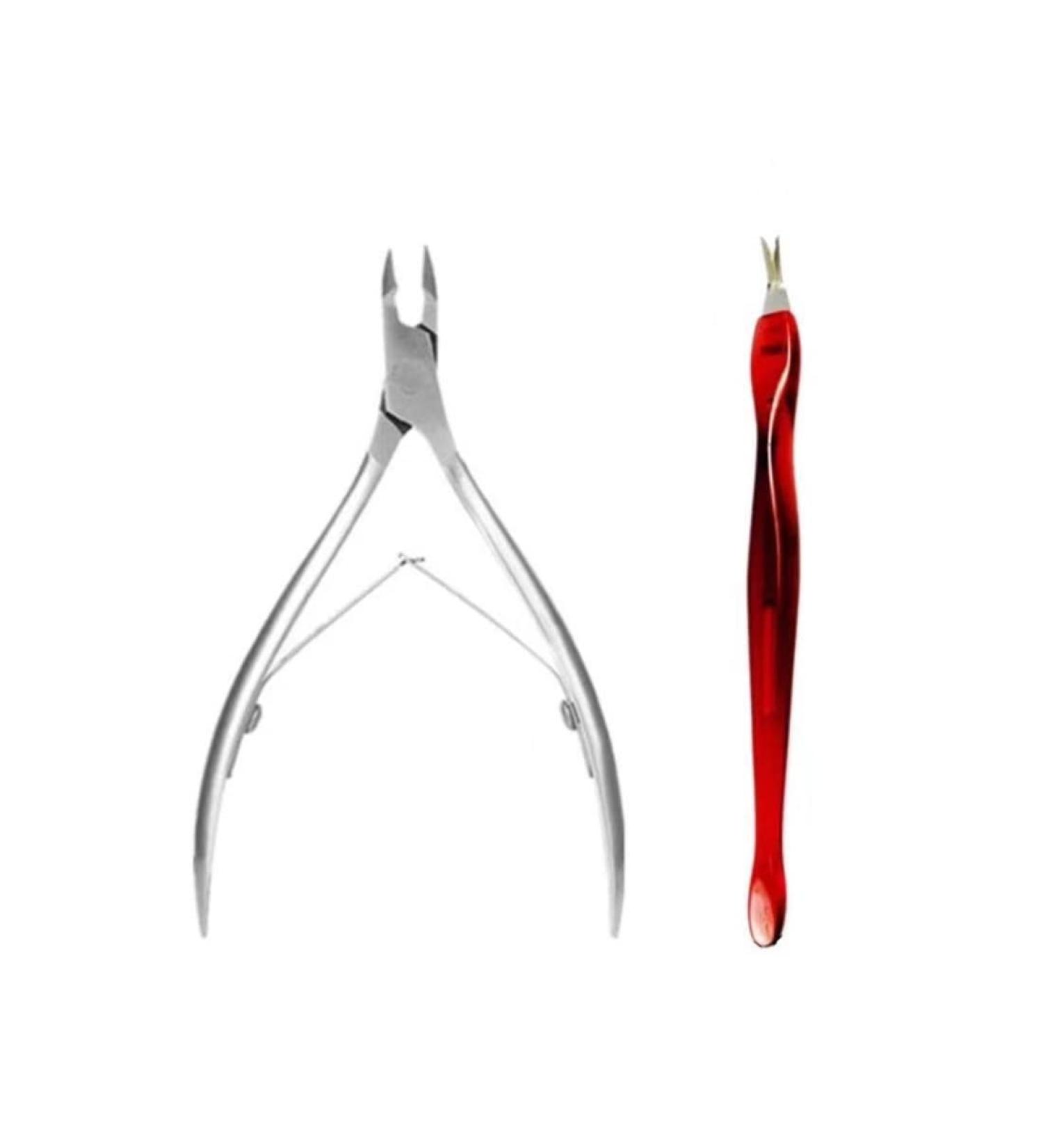 Premium 2-Part Nail Skin Pliers & Dead Skin Fork Set - Stainless Steel Nail Cutter for Perfect Toenail & Nail Care - Buy Online on GoSupps.com