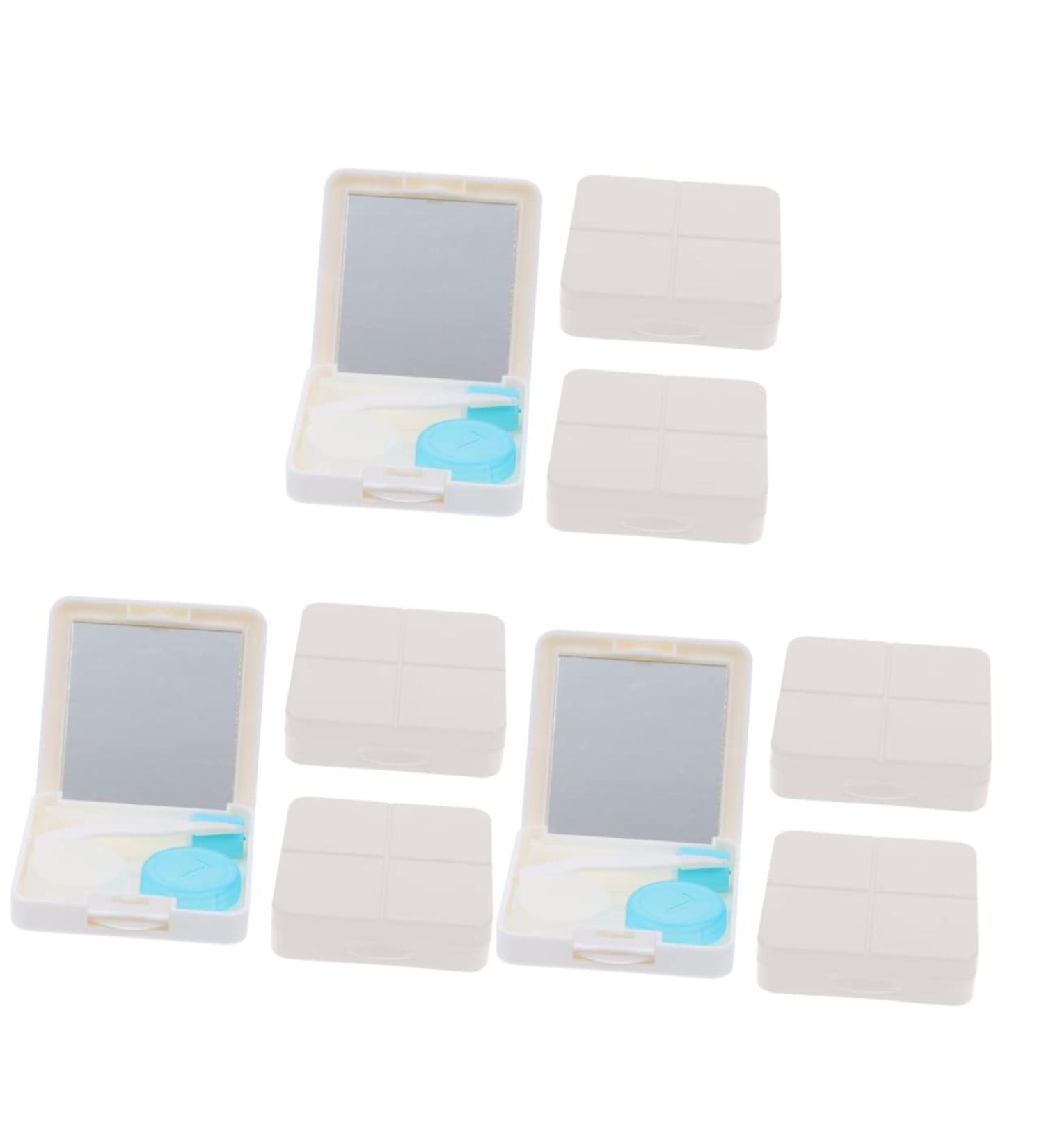 Partykindom Contact Lens Case Set - 9-Sentence Storage Kit with Suction Holder Perfect for Travel & Halloween - 3 White Containers 6.5x6.5x2cm - Buy Online on GoSupps.com