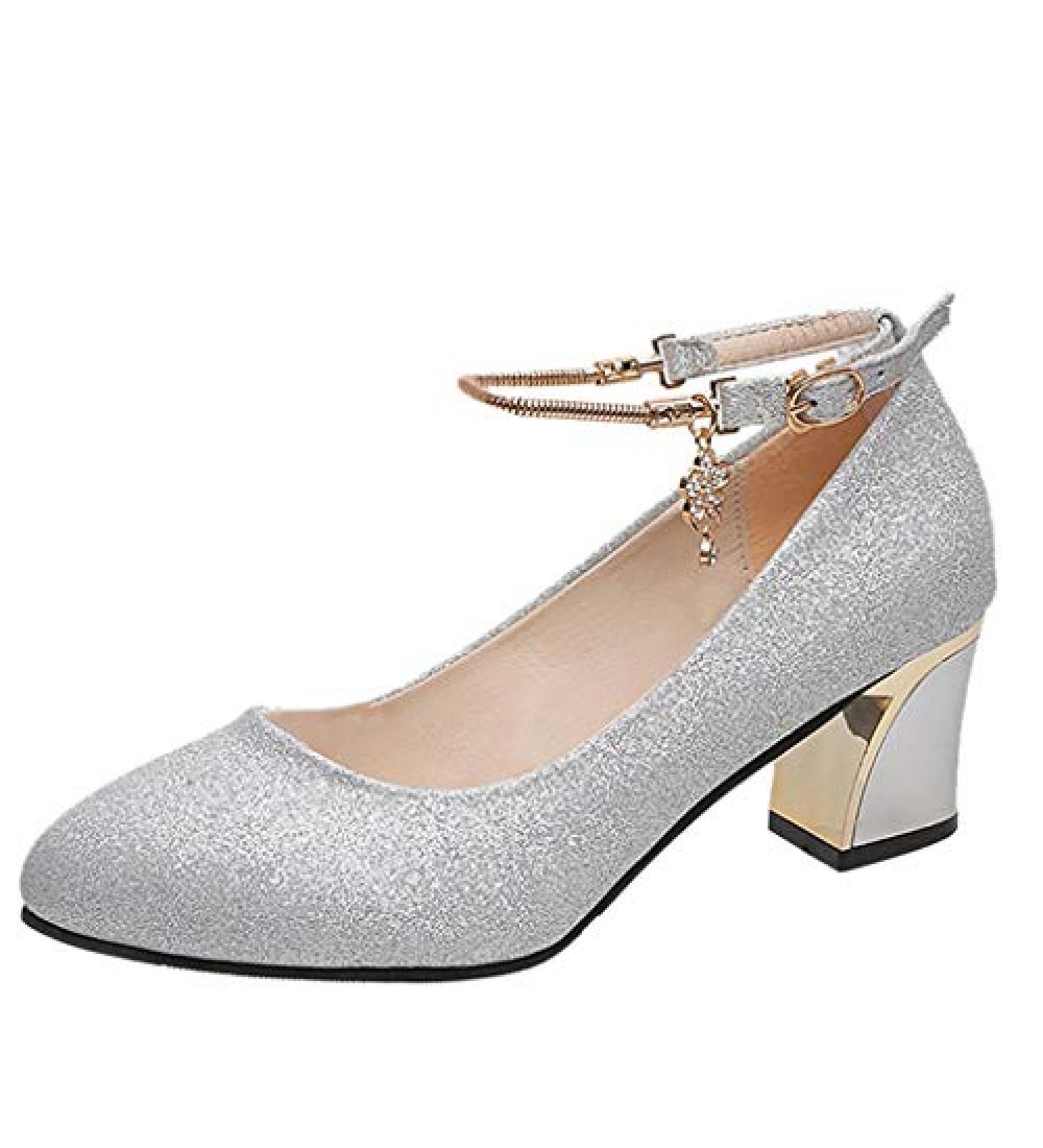 BEAUTYVAN Womens Latin Dance Shoes - Mid-High Heels, Breathable & Comfortable - Silver 5 Wide - Buy Online on GoSupps.com