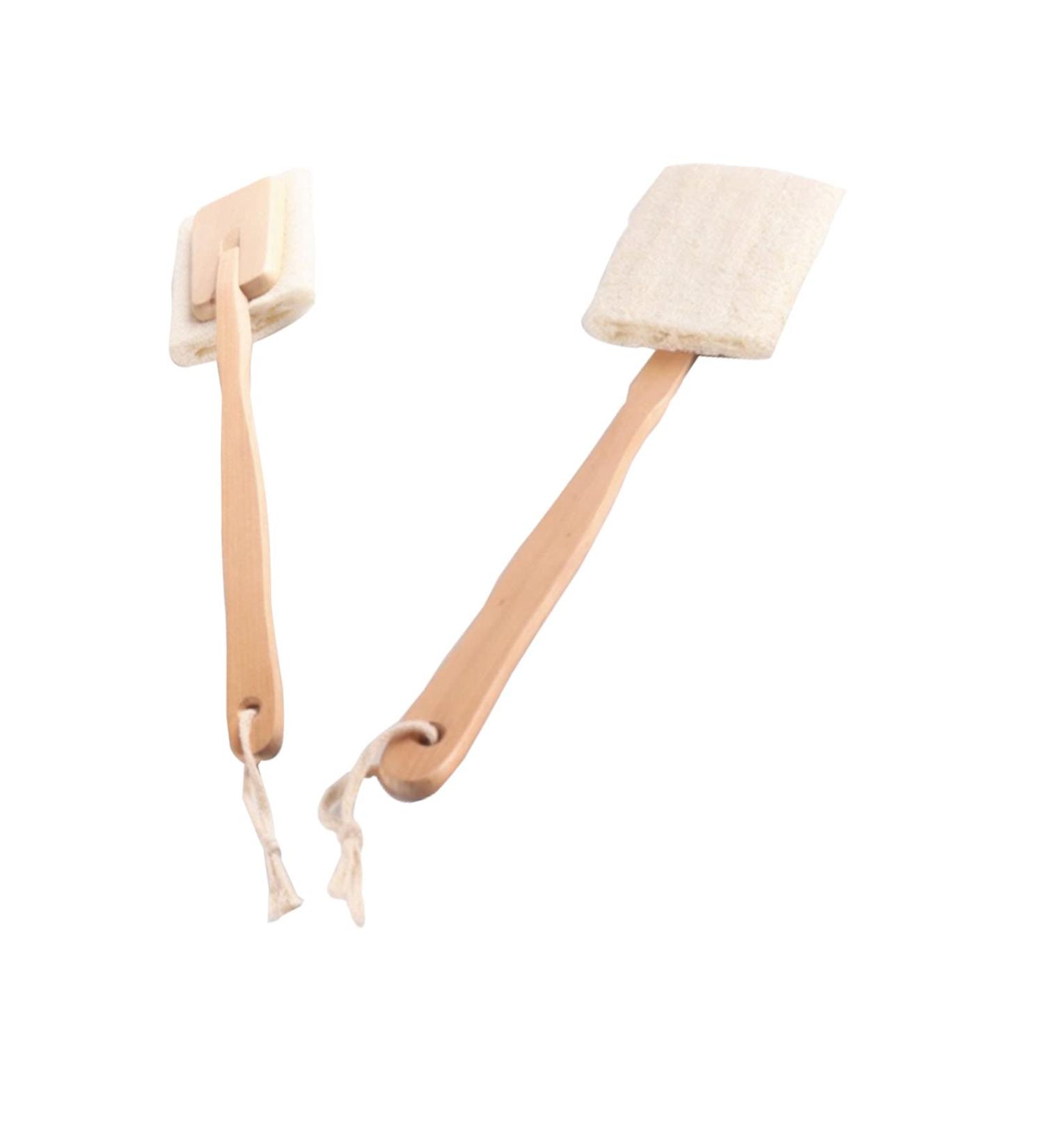 Oillgkori All-Natural Loofah Body Brush with Long Wooden Handle - Exfoliating Luffa for Shower, Bath, Spa - Buy Online on GoSupps.com