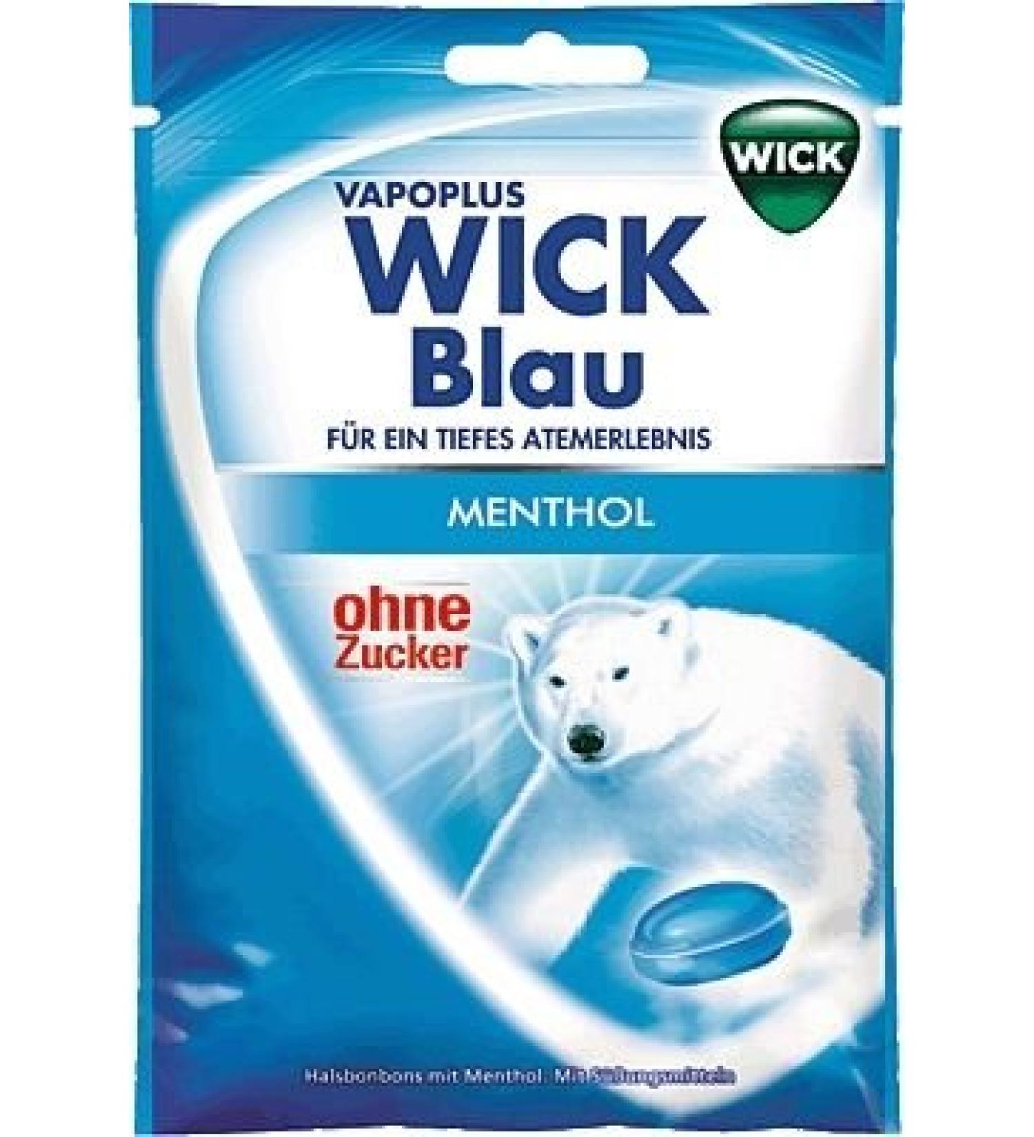 Wick Vapoplus Blue Menthol throat lozenges without sugar - 72gr