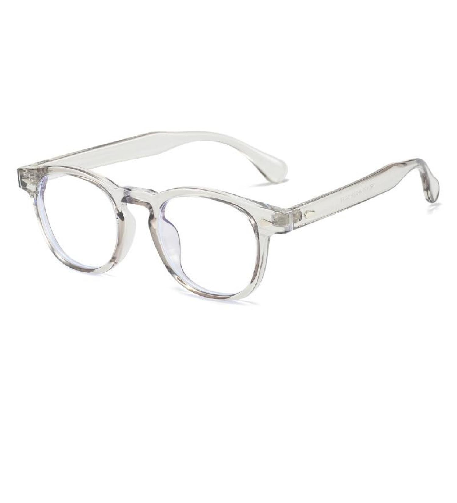 Anti Blue Light Round Designer Reading Glasses - Clear Vision +0.00 Gray Eyeglasses for Computer Use | International Shipping Available - Buy Online on GoSupps.com