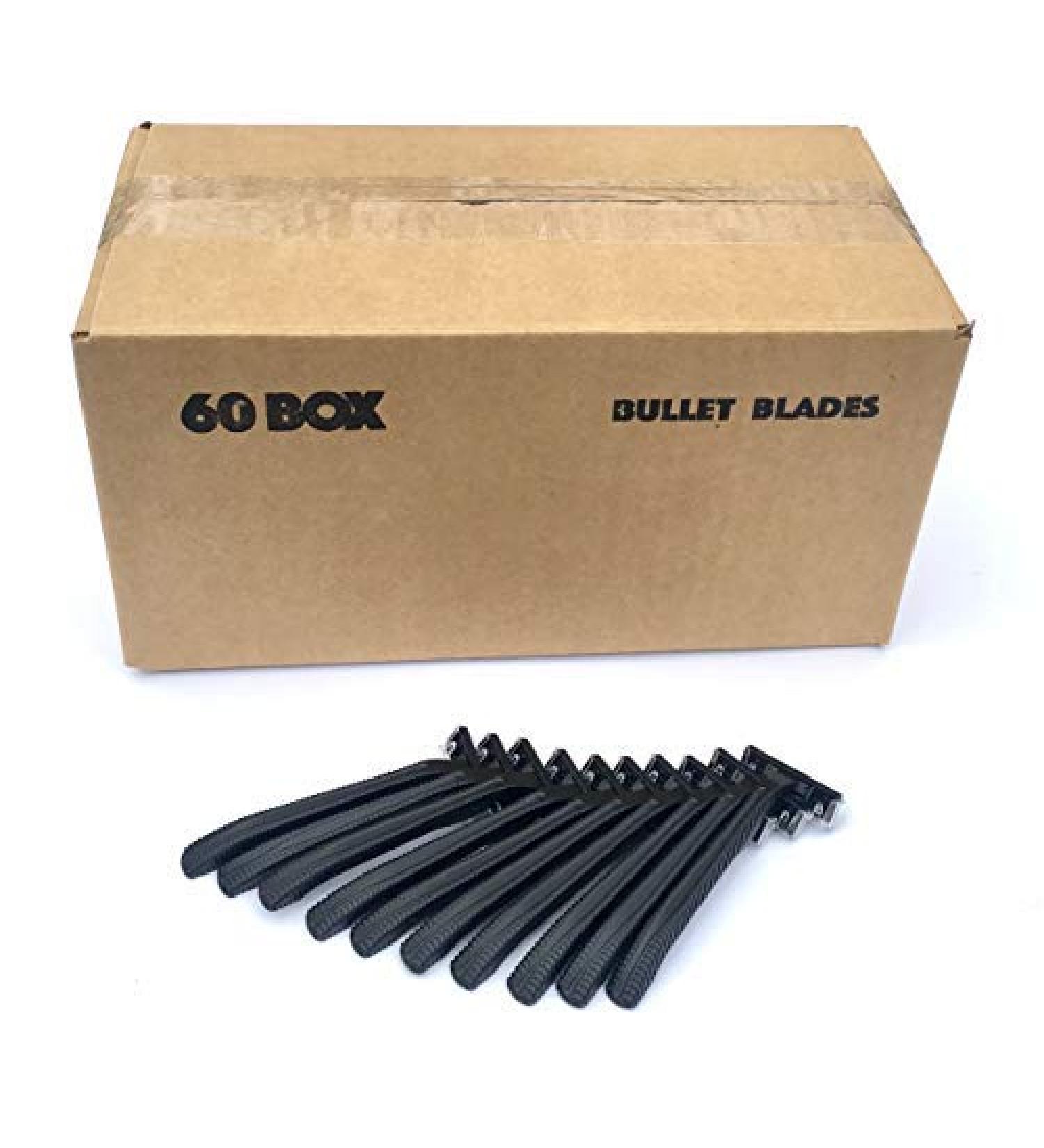60 Box of Bullet Blades Black Razor Blades Disposable Stainless Steel Hospitality Quality Shavers High End Twin Blade Razors for Men and Women