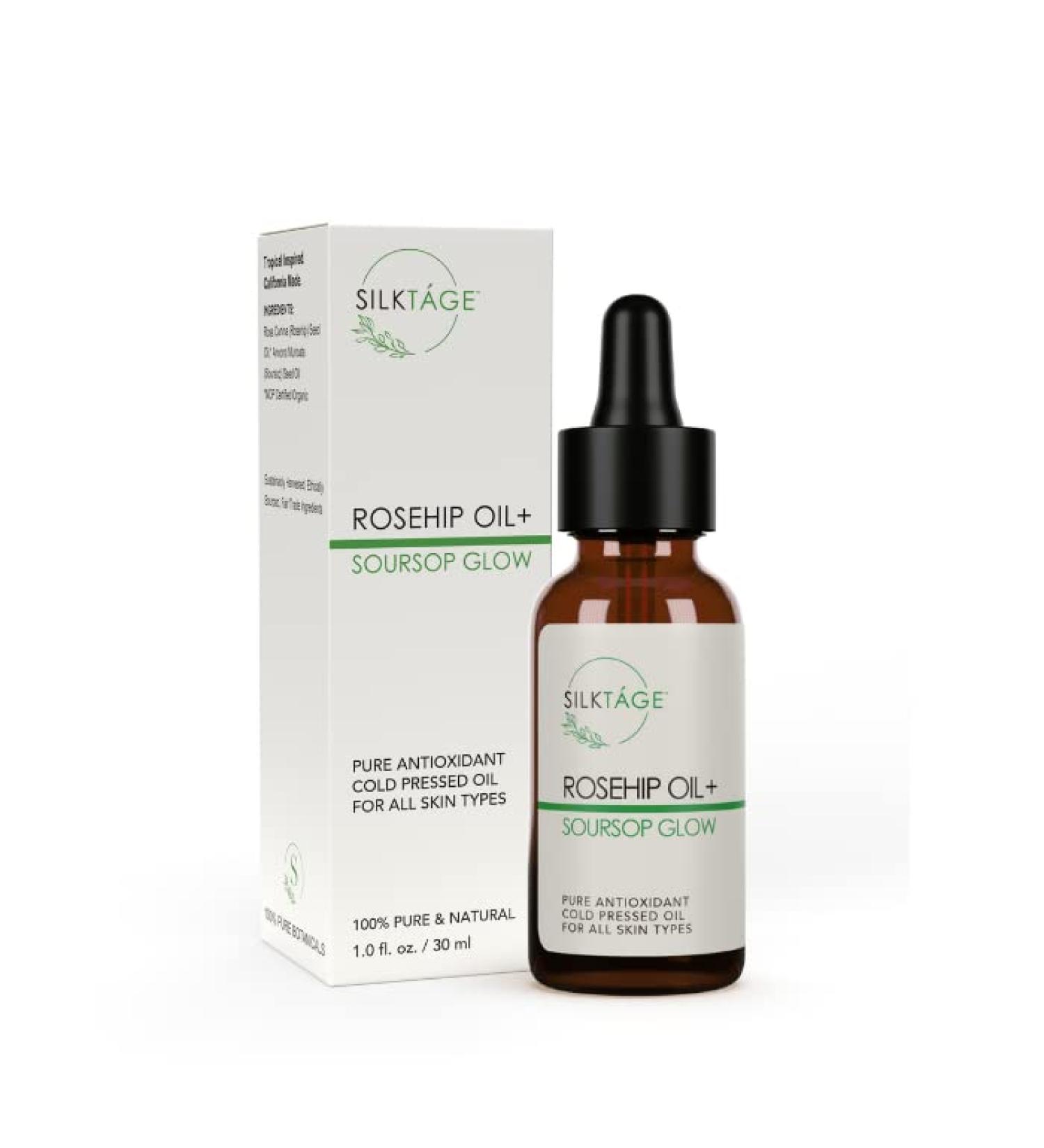 SILKTAGE Rosehip Oil Soursop Glow - Organic Hydrating Face Serum & Moisturizer for Dry Mature Skin Wrinkles & Dark Spots - 1 Fl. Oz - Buy Online on GoSupps.com