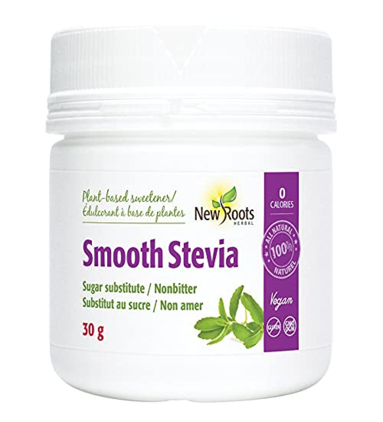 New Roots Herbal - Smooth Stevia 30g Powder - Sugar Substitute and Nonbitter - Ideal for Baking Cooking and Beverages - Plant Based Sweetener 30 g (Pack of 1) Sugar Substitute - Buy Online on GoSupps.com