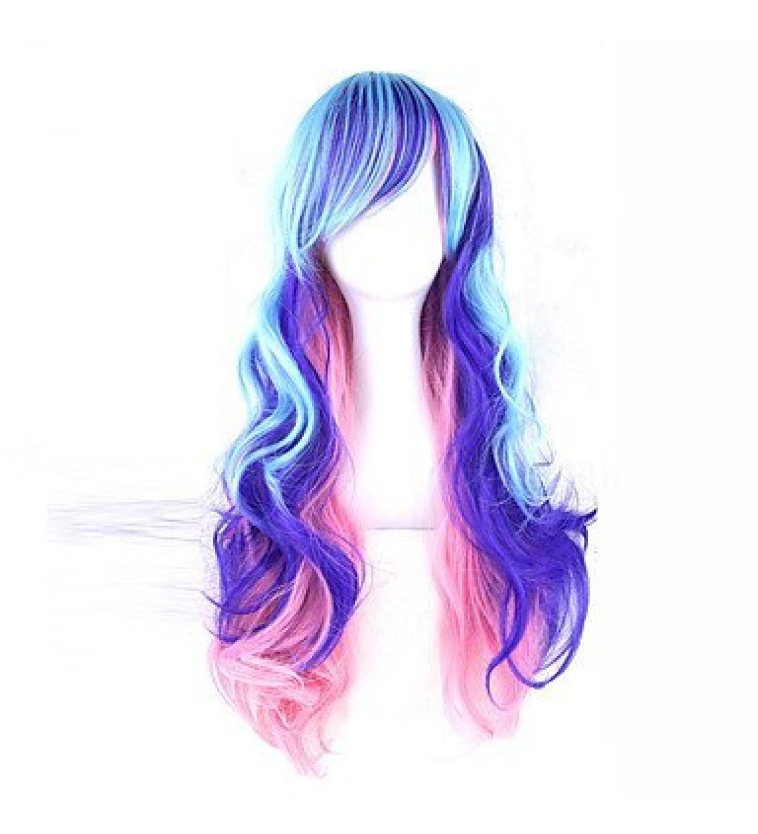 JS Wigs Synthetic Hair Wig with Bangs | Blue Side Part Wig - 13cm (5 Inch) Cap | International Shipping - Buy Online on GoSupps.com