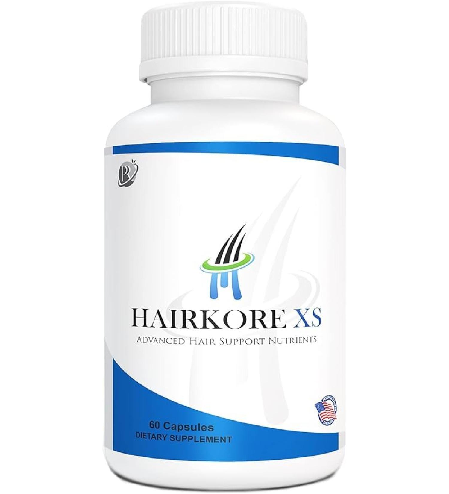 Hairkore XS: Natural Hair Growth Vitamins Stops Hair Loss Regrows Hair in Men & Women Natural DHT Blocker All Hair Types 30 Day Supply