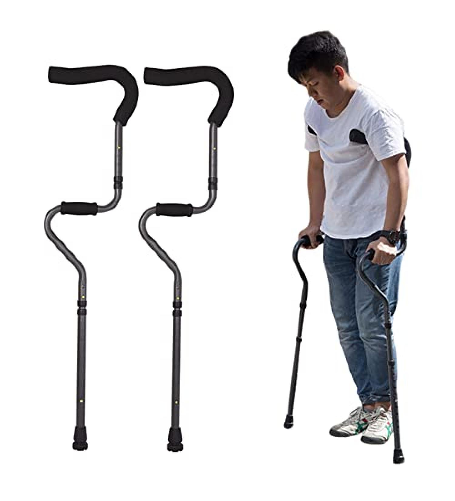 Folding Underarm Crutches Lightweight Walking Aid S-Shape Medical Crutches Anti-Slip Disabled Double Crutches for Elderly Disabled and Physically Impaired powerfully Prosperous - Buy Online on GoSupps.com