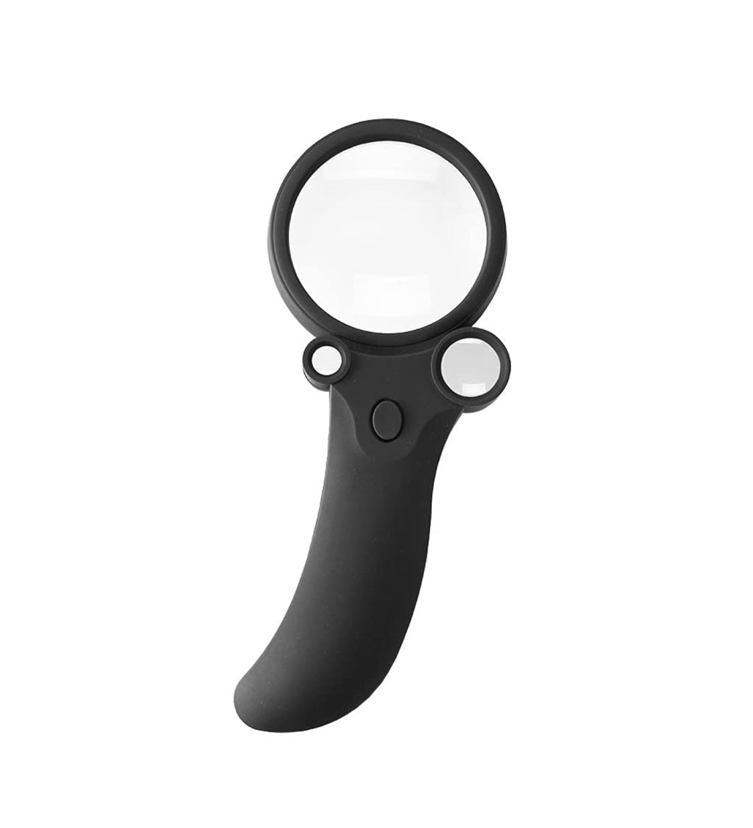 Magnifying Glass Black Handheld Magnifier 2.5X/25X/55X Illuminated W/LED for Reading Small Print Inspecting Rocks Plants with UV Light for Analyzing Banknotes & Coins