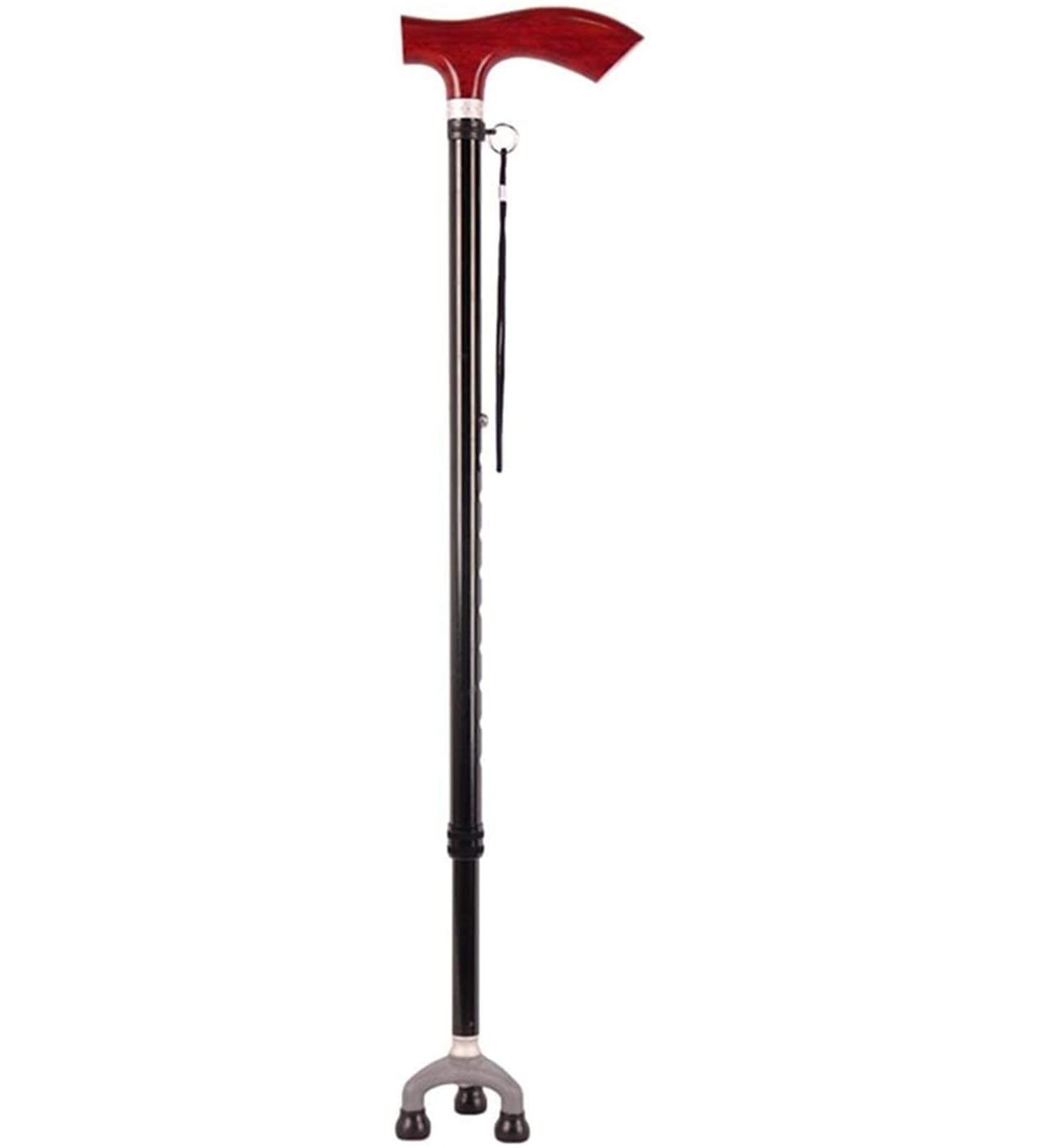 Walking Stick Portable Walking Cane Holder Walking Stick Crutch for Old Man Elderly Telescopic Stable Nonslip Lightweight Height Adjustable with Movable 3 Feets and Wooden Handle Black Walking St - Buy Online on GoSupps.com