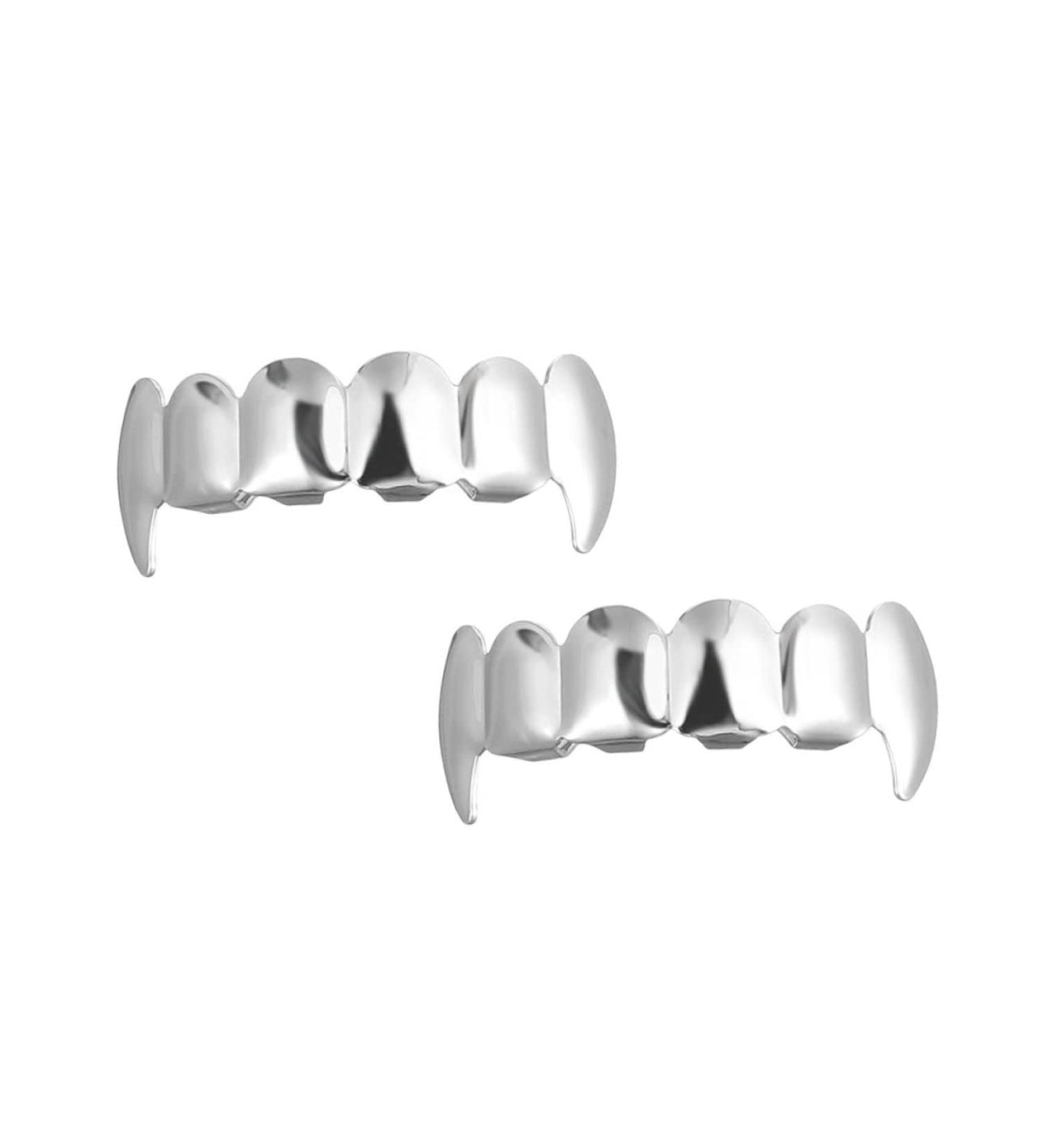 Didiseaon 2pcs Werewolf Teeth Halloween Decor Teeth Grills Top and Bottom Teeth Toy Vampire Fangs Artificial Teeth Simulation Teeth Decorative Props Copper Toy Men and Women Silver Silver - Buy Online on GoSupps.com