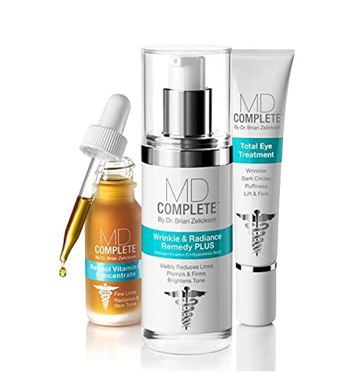 MD Complete Wrinkle Radiance Trio by Dr. Brian Zelickson | Anti-Aging Skincare with Retinol Vitamin C Peptides & Hyaluronic Acid - Shop Internationally - Buy Online on GoSupps.com