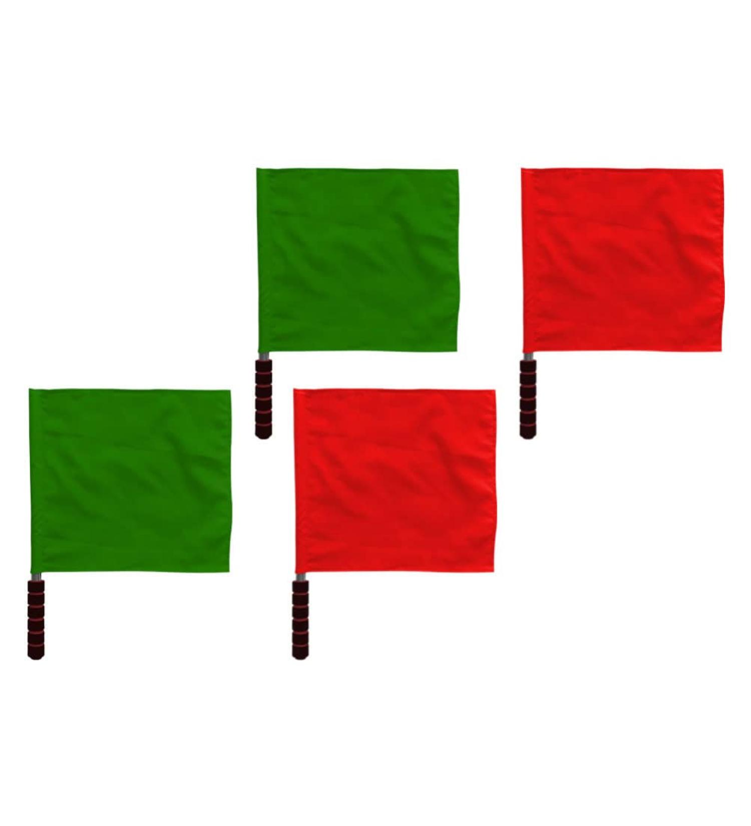 Operitacx Racing Flags Referee Hand Flag Set - 4Pcs Green Red Safety Flags for Football Sports - Stainless Steel Pole Handle - Traffic & Event Management - Buy Online on GoSupps.com