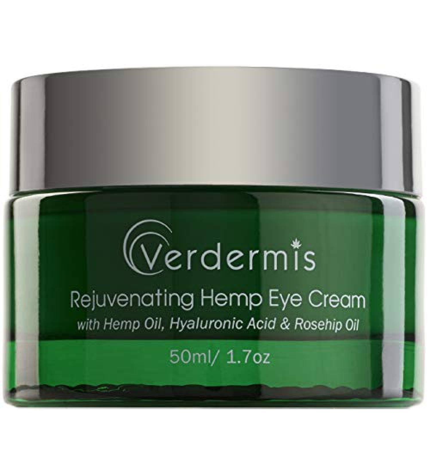 VERDERMIS Rejuvenating Hemp Eye Cream with Hyaluronic Acid, Rosehip Oil, and Vitamins - Sensitive Skin Treatment - Buy Online on GoSupps.com