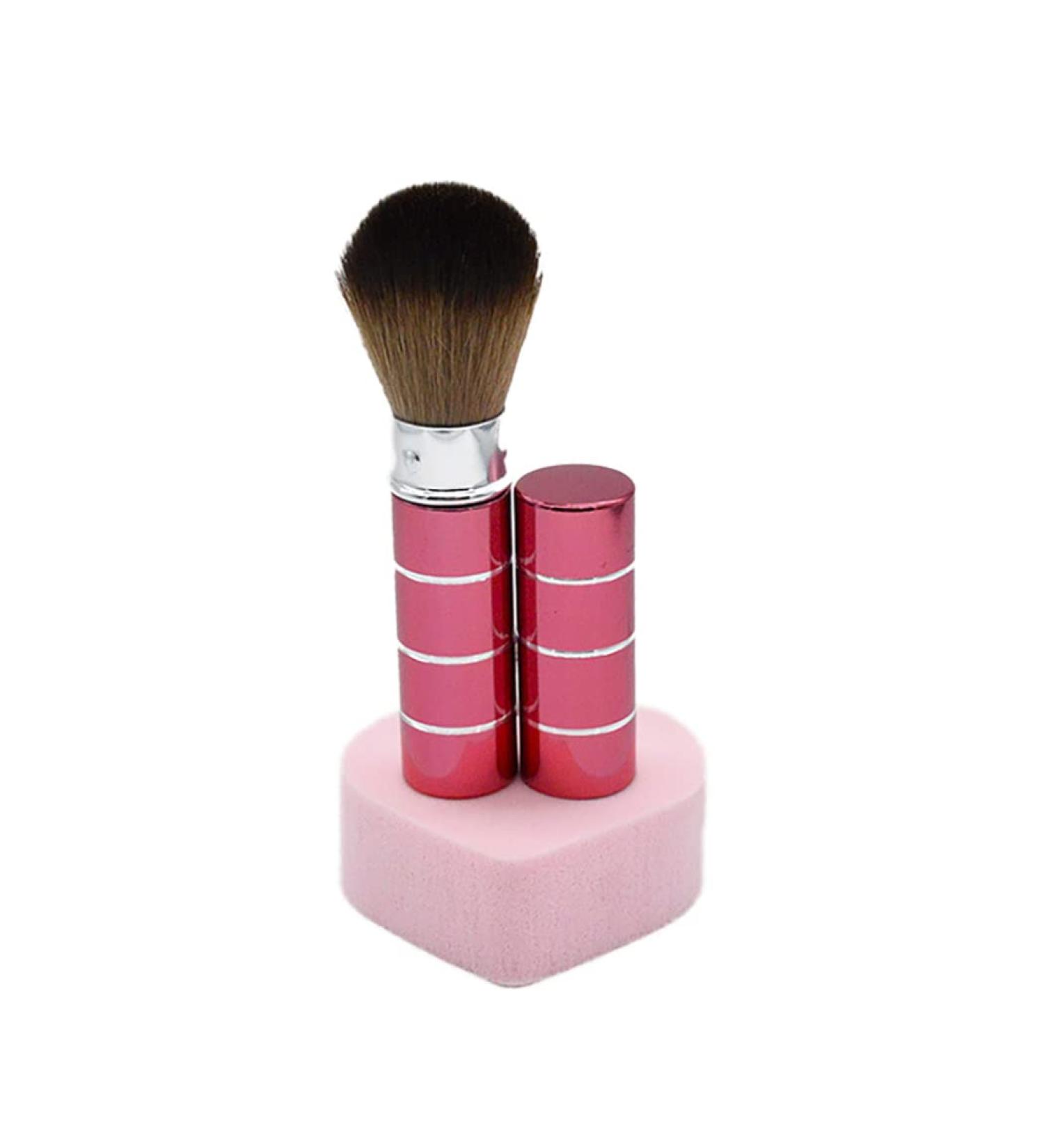 Retractable Powder Brush | Portable Nail & Face Blush Makeup Brush with Cover - Red Travel Essential | Shop Internationally - Buy Online on GoSupps.com