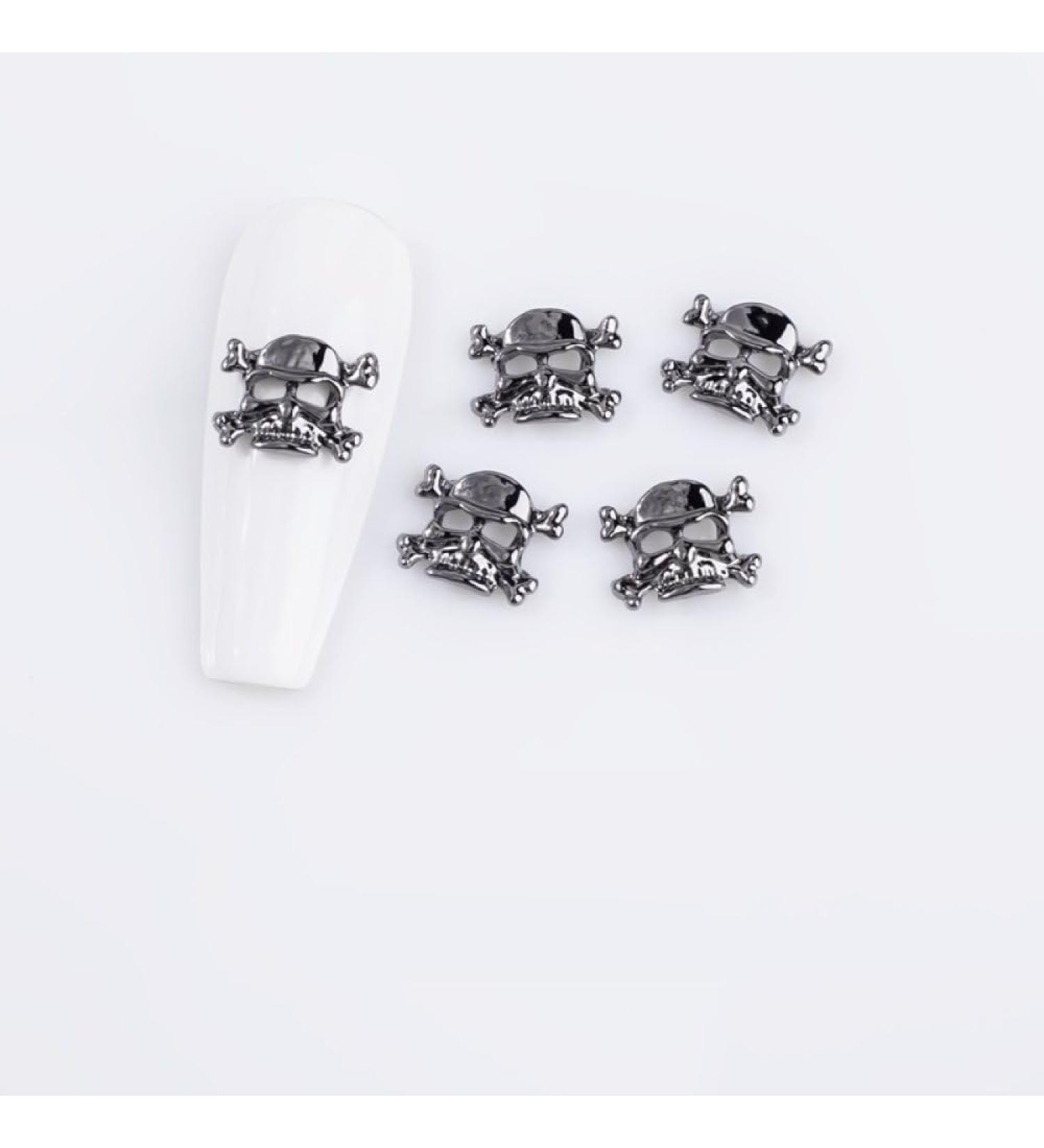 qbodp 50 Pcs Halloween Dark Style Nail Charms Fashion Nail Ornaments Skull Decorations for Nail Nail Supplies Nail Art Decoration Accessories