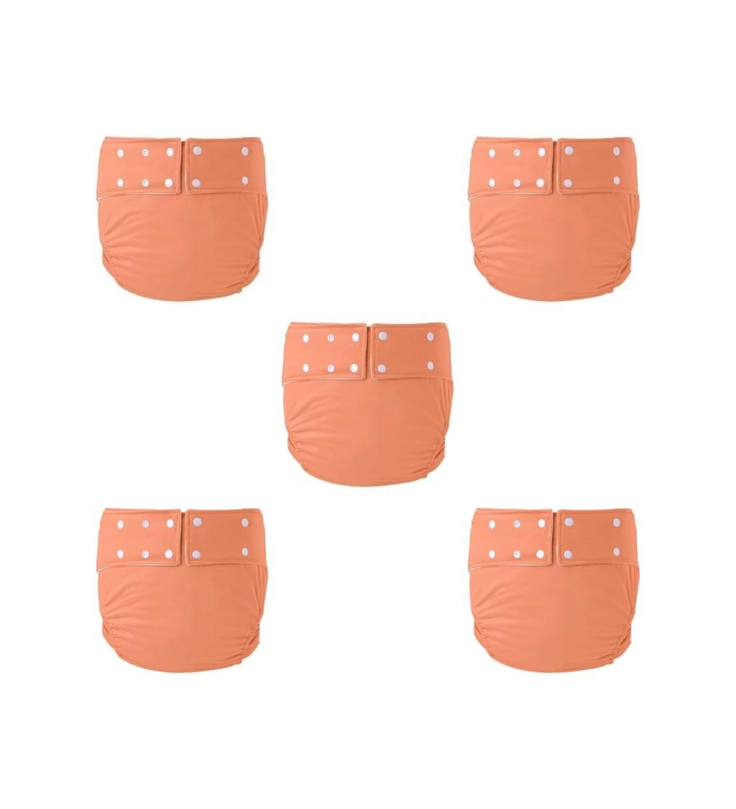 Premium Reusable Adult Cloth Diapers - 5 Set in Orange (72-92 cm) | Eco-Friendly & Comfortable - Buy Online on GoSupps.com