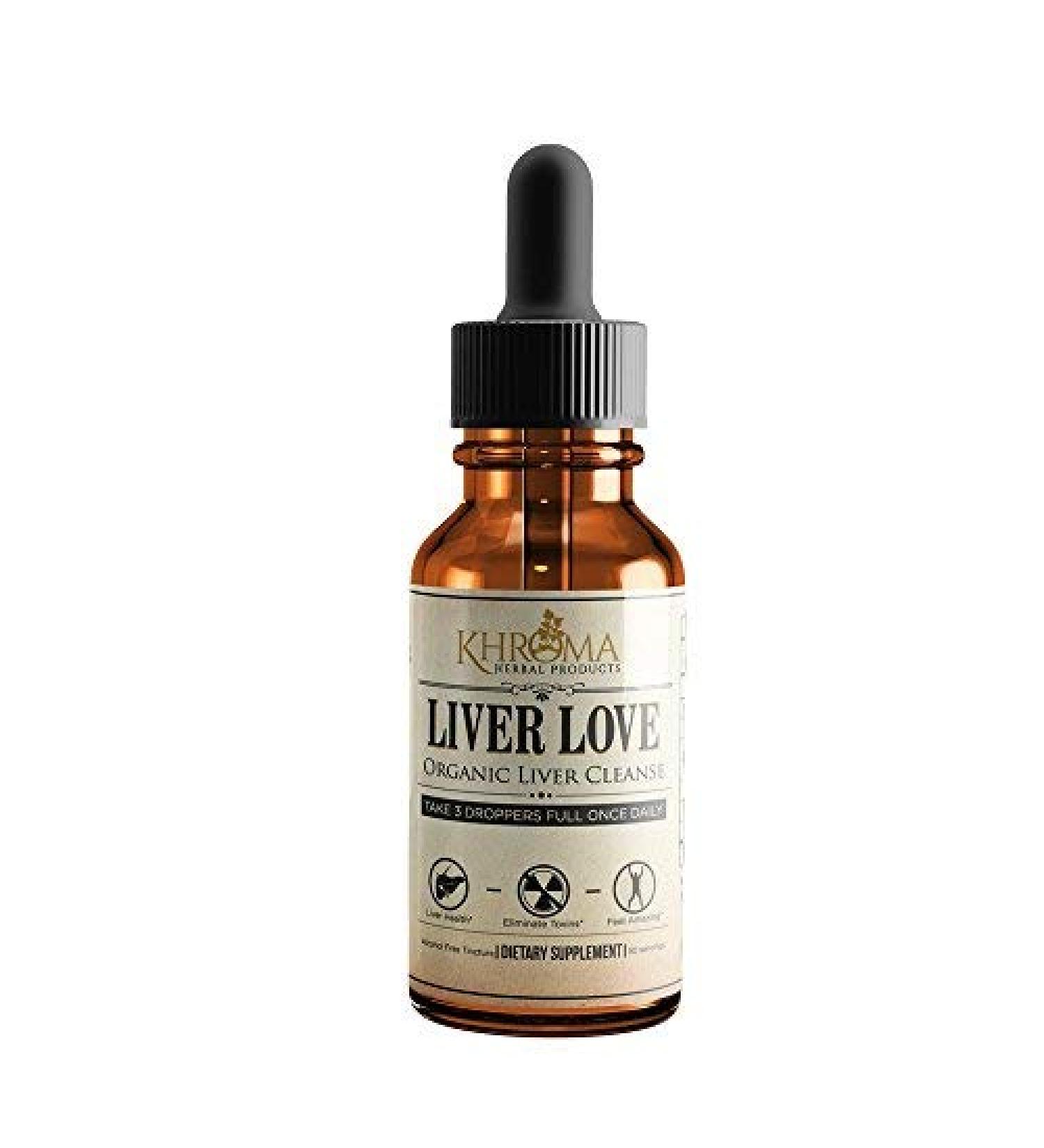 Khroma Herbal Liver Love - Organic Liver Support Supplement - 2 oz Liquid, Alcohol-Free - Buy Online on GoSupps.com