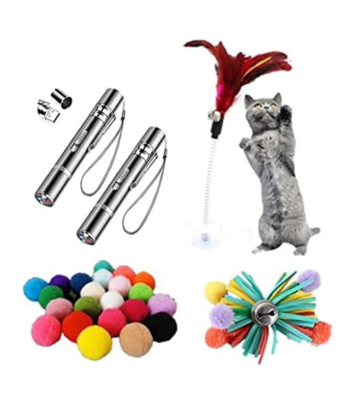 6PCS Interactive Cat Toys / Chat Training Tool for Cat Dog Chaser Interactive Catcher Toy Interactive Exercise Multi Pattern Pet Command Kitten Indoor Outdoor Playing Toys for Kitten Puppy Cat Dog Playing Ball Feather Bell Cat Teaser jouet pour chat (Pack - Buy Online on GoSupps.com