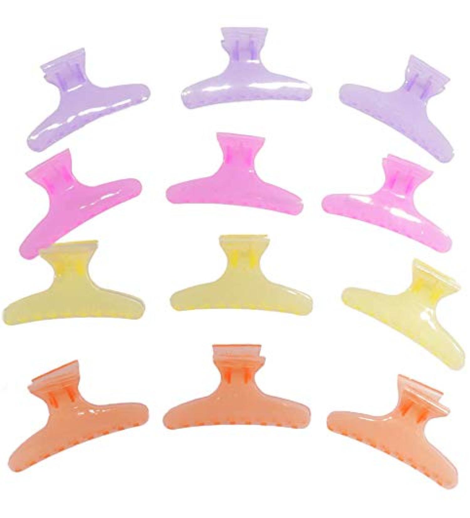 12 Pieces Butterfly Hairdresser Clamp Plastic Hair Claw Clips Hairdressers Hair Tools fit for Fixed Hairstyle (Purple Pink Yellow Orange) - Buy Online on GoSupps.com