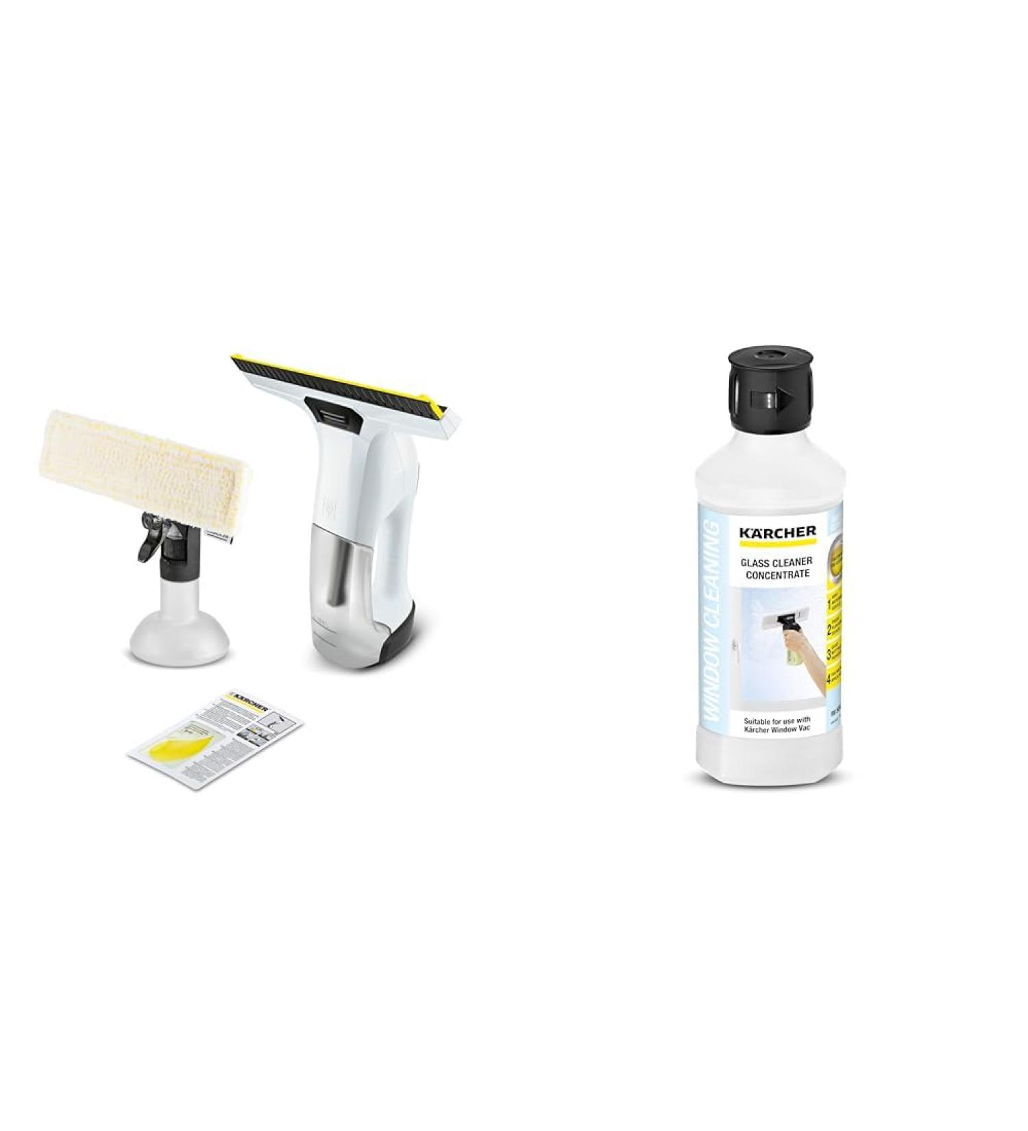 Bundle of K rcher Window Vac WV 6 Plus Extra Long Battery Running Time of 100 min LED Battery Indicator Display Spray Bottle with Microfibre Cloth + K rcher Window Cleaner Concentrate RM 500 + Window Concentrate - Buy Online on GoSupps.com