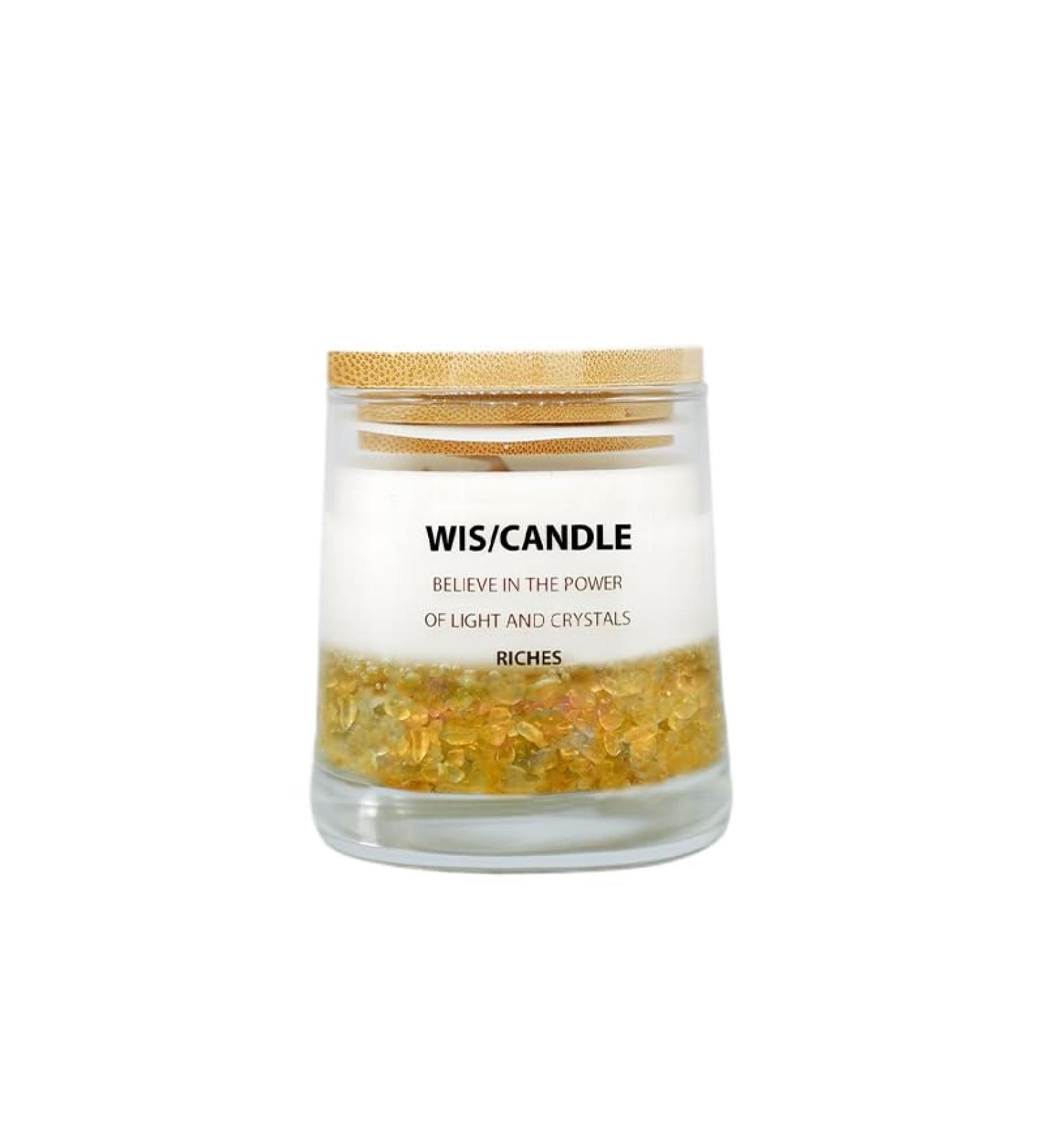 Buy WIS/CANDLE Citrine Crystal Wishing Aromatherapy Candle for Wealth & Relaxation | International Shipping - Buy Online on GoSupps.com