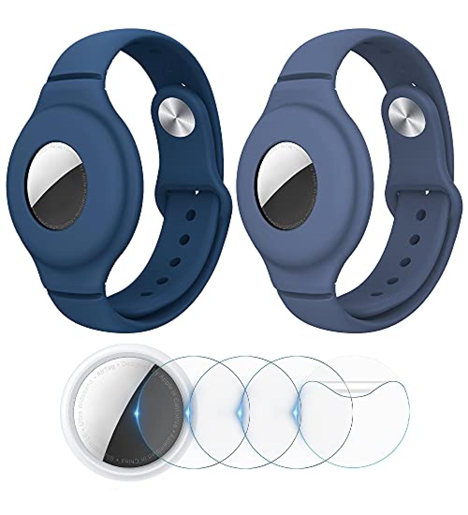 VEGO Kids AirTag Bracelet 2+4 Pack: Silicone Watch Bands + Anti-Scratch Films in Dark Blue & Blue Gray - Buy Online on GoSupps.com