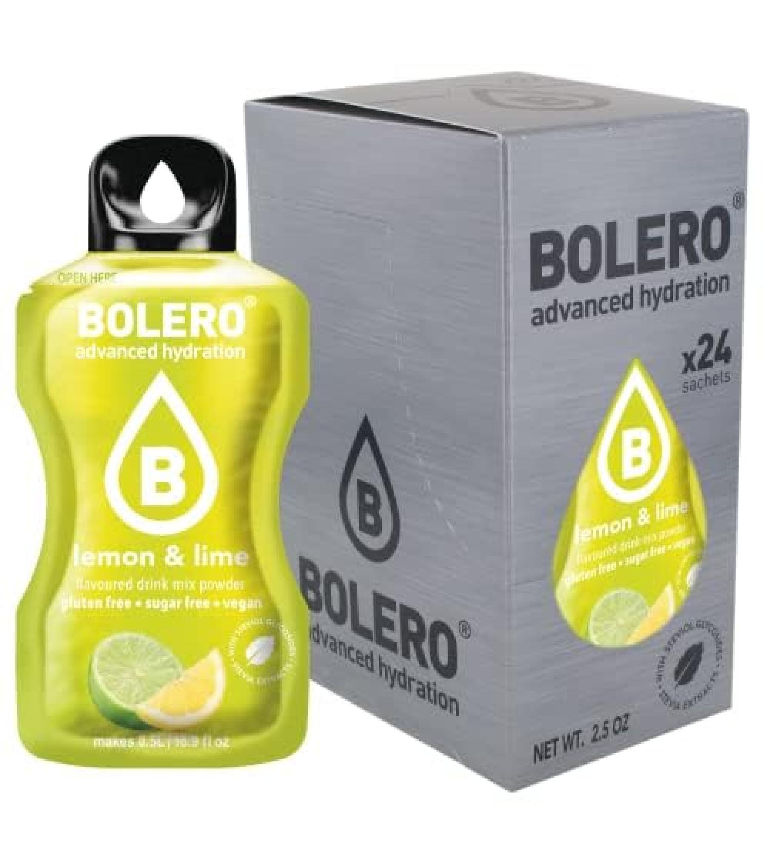 Bolero LEMON & LIME 24x3g | Sugar-free juice powder sweetened with stevia + vitamin C | for children and athletes | gluten-free vegan | lemon and lime flavor - Buy Online on GoSupps.com