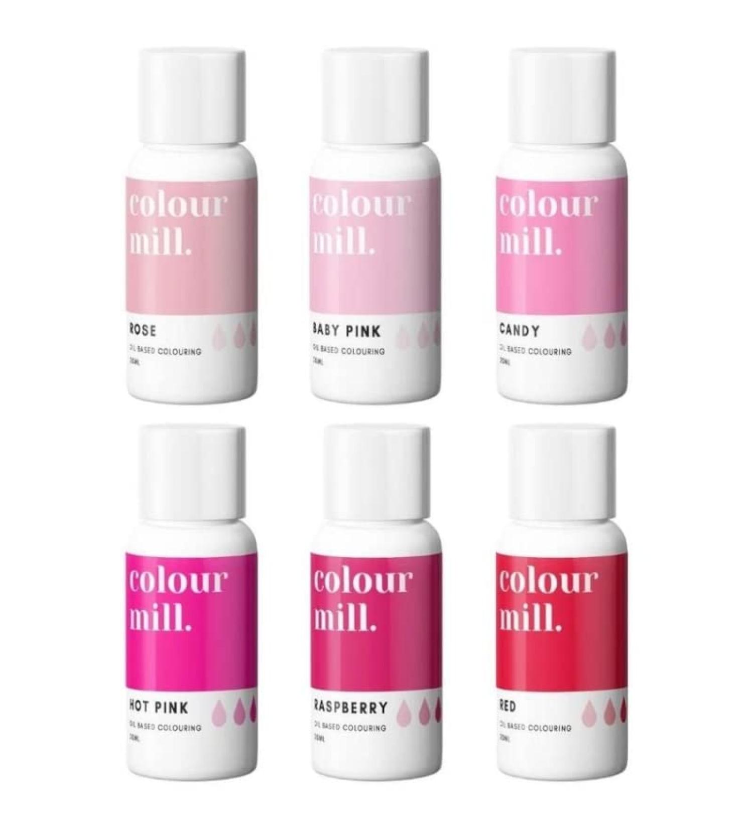Colour Mill Edible Food Paint Bundle Colouring Liquid Cake Cookie Dye for Baking Icing Sugarpaste Fondant (x6 20ml)- Pink Colours