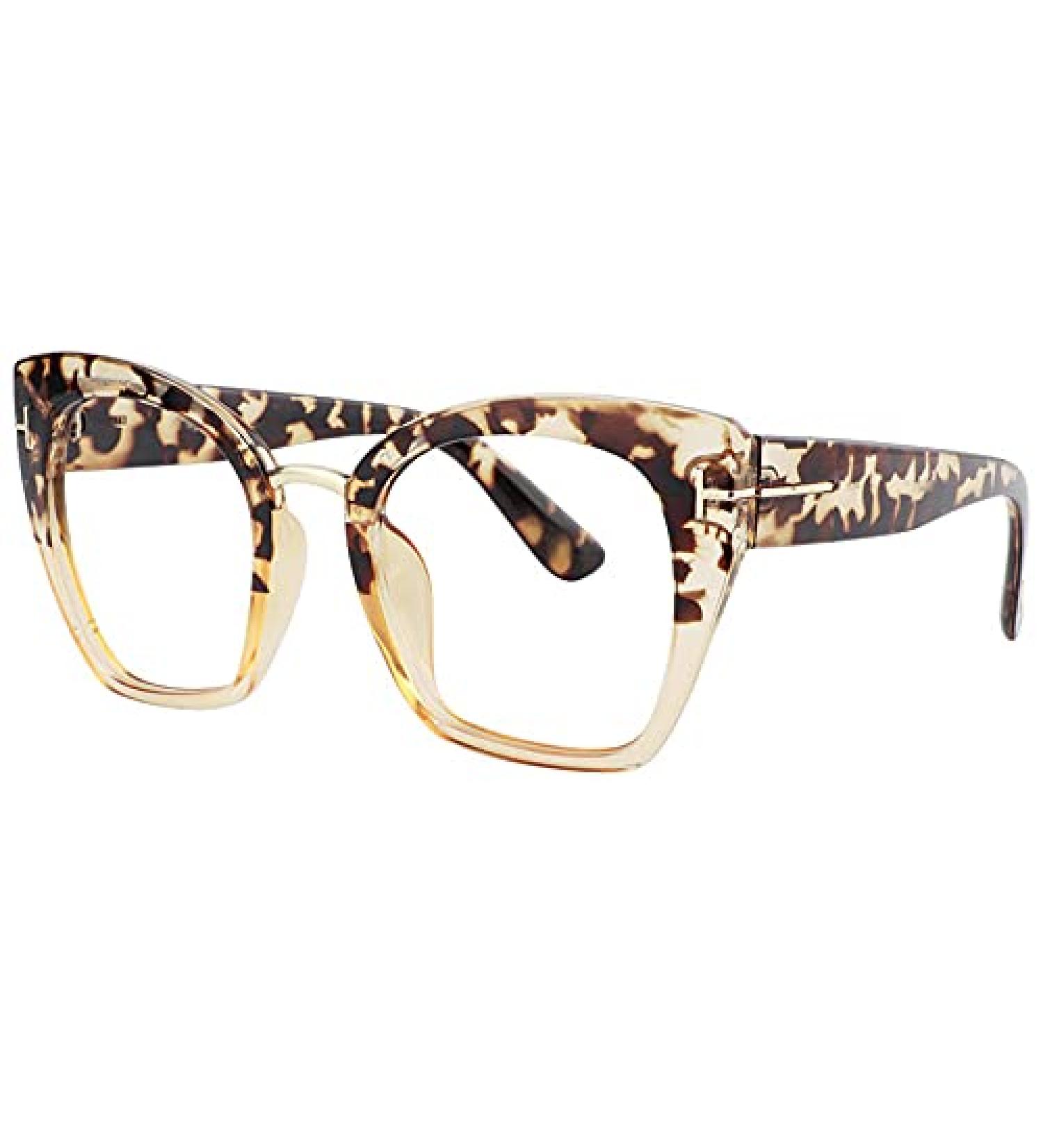 VOOGLAM Cat Eye Tortoise Blue Light Blocking Glasses for Women | Oversized Stylish Eyewear | Anti Eyestrain & UV Protection - Paulina VFP0255 - Buy Online on GoSupps.com