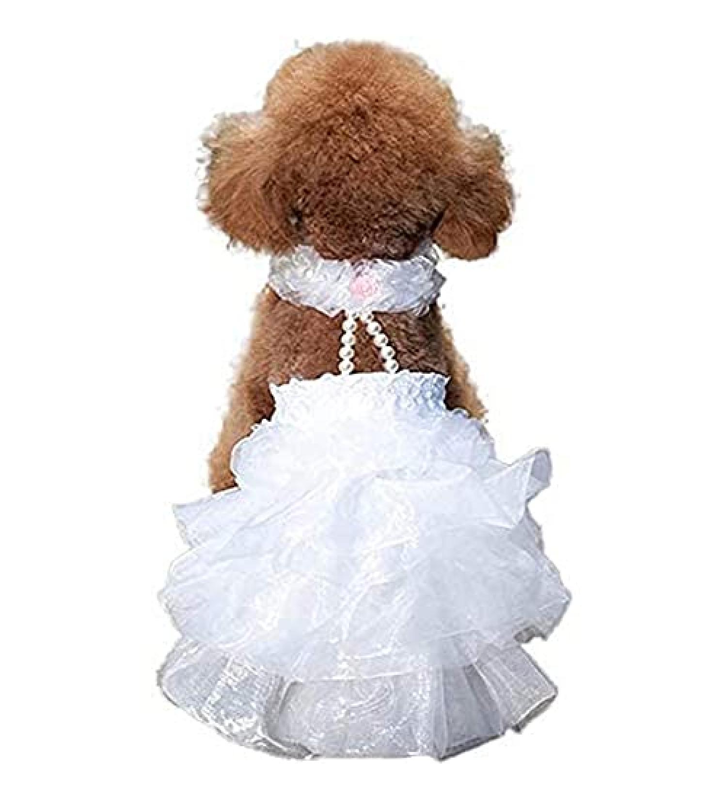 DELIFUR White Dog Wedding Dress - Princess Style for Small & Medium Dogs (XS) - Perfect for Pet Weddings - Buy Online on GoSupps.com