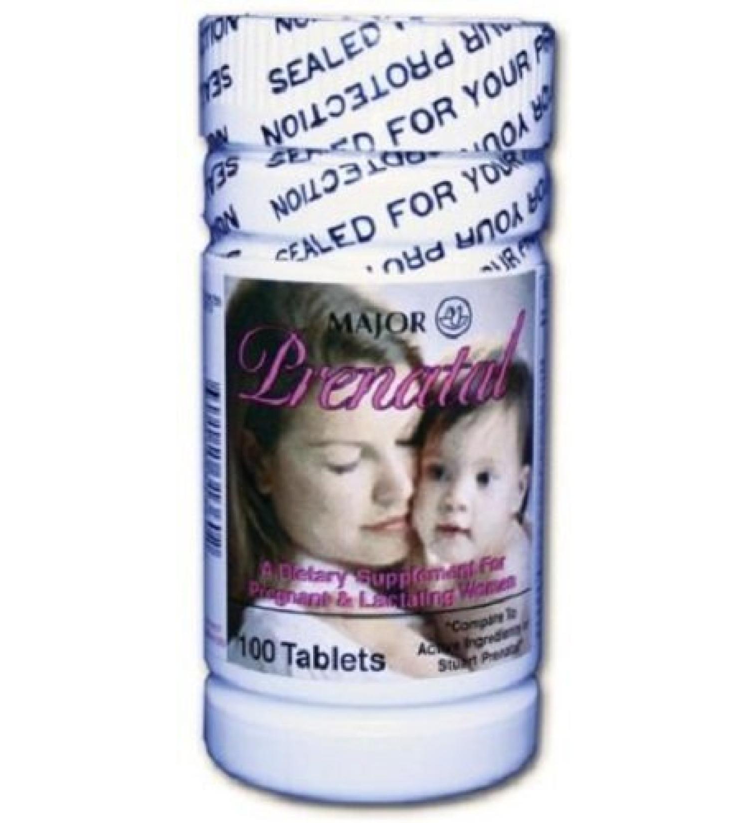 Major Prenatal Vitamins 100 Tabs Dietary Suppliement for Pregnant & Lactating Women - Compare to Stuart Prenatal by Major Pharmaceuticals