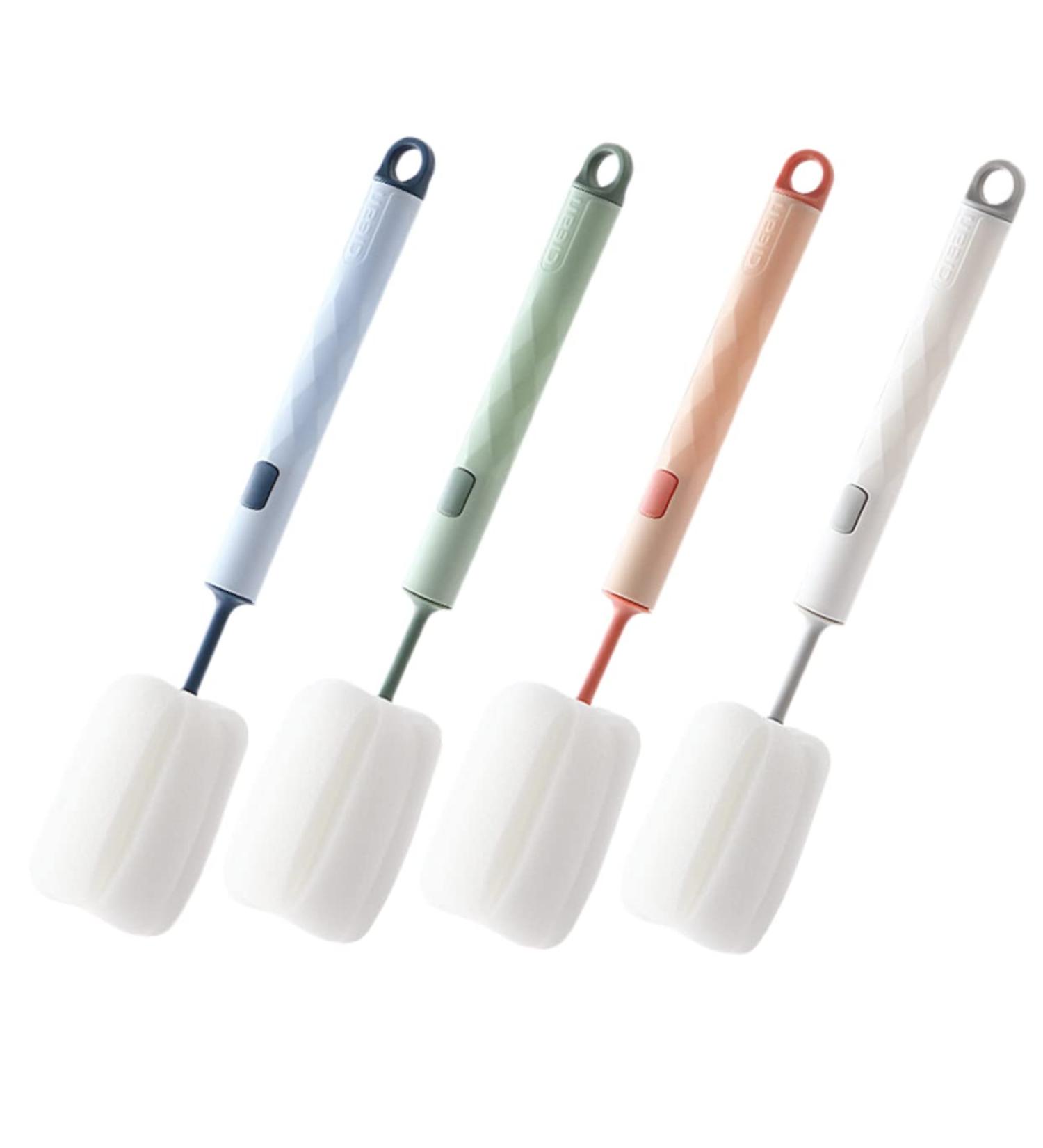 Solustre 4-Piece Sponge Cup Brush Set | Flexible Bottle Cleaning Brushes for Glassware Baby Pots & Milk Cups - Long Handle PP Cleaning Tools - Buy Online on GoSupps.com