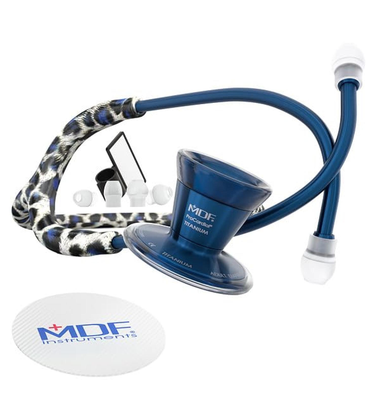 Buy MDF Tiberius Panther ProCardial Cardiology Stethoscope - Lightweight Titanium Adult Dual Head Titanium Blue | International Shipping Available - Buy Online on GoSupps.com