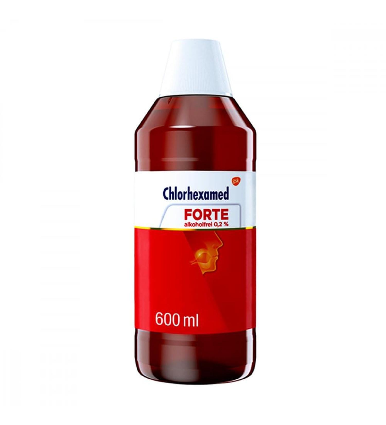 Chlorhexamed Forte Non-Alcoholic 0.2% - Antiseptic Oral Rinse with Chlorhexidine 600ml | Effective Mouthwash for Bacterial Gum Inflammation - Buy Online on GoSupps.com