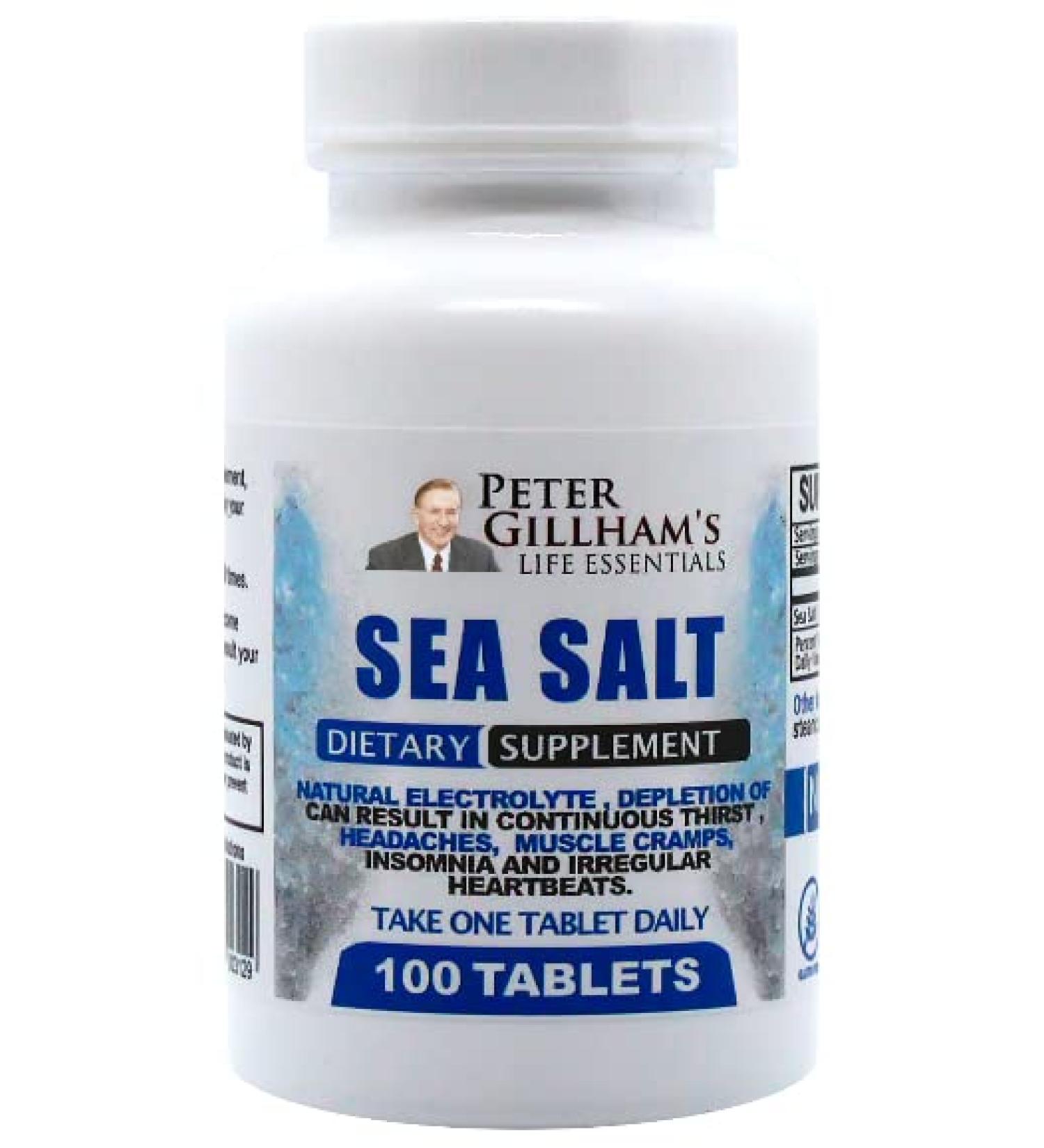Peter's Choice Sea Salt Tablets 450mg - Electrolyte Support Post Workout Rehydration & Recovery Prevent Dehydration & Cramps - Made in USA 100 Count - Buy Online on GoSupps.com