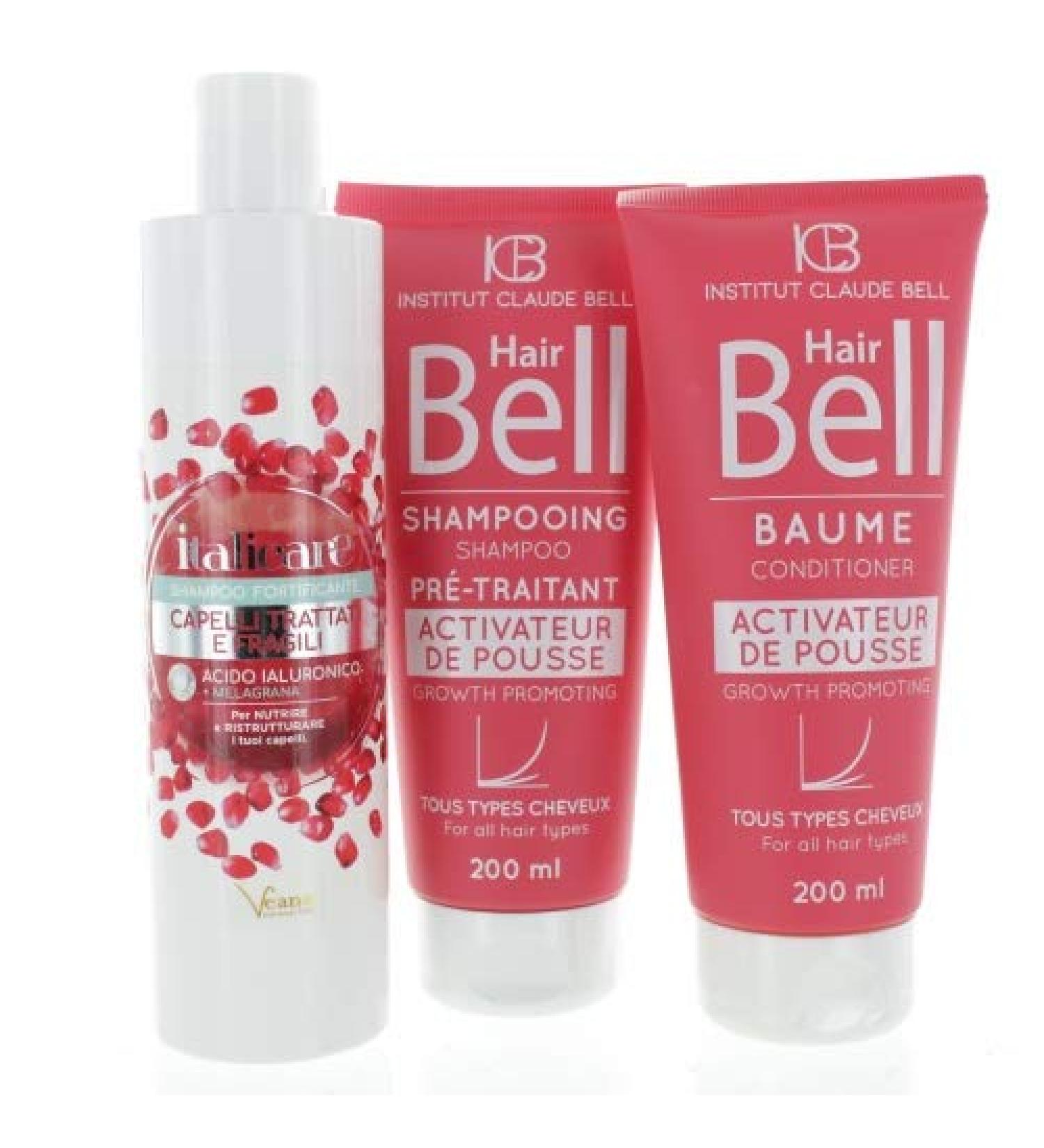  Veana Hyaluronic shampoo with pomegranate 300ml + HairBell shampoo and conditioner 2 x 200ml. For colored fragile damaged dry and normal hair growth up to 3 times faster. - Buy Online on GoSupps.com