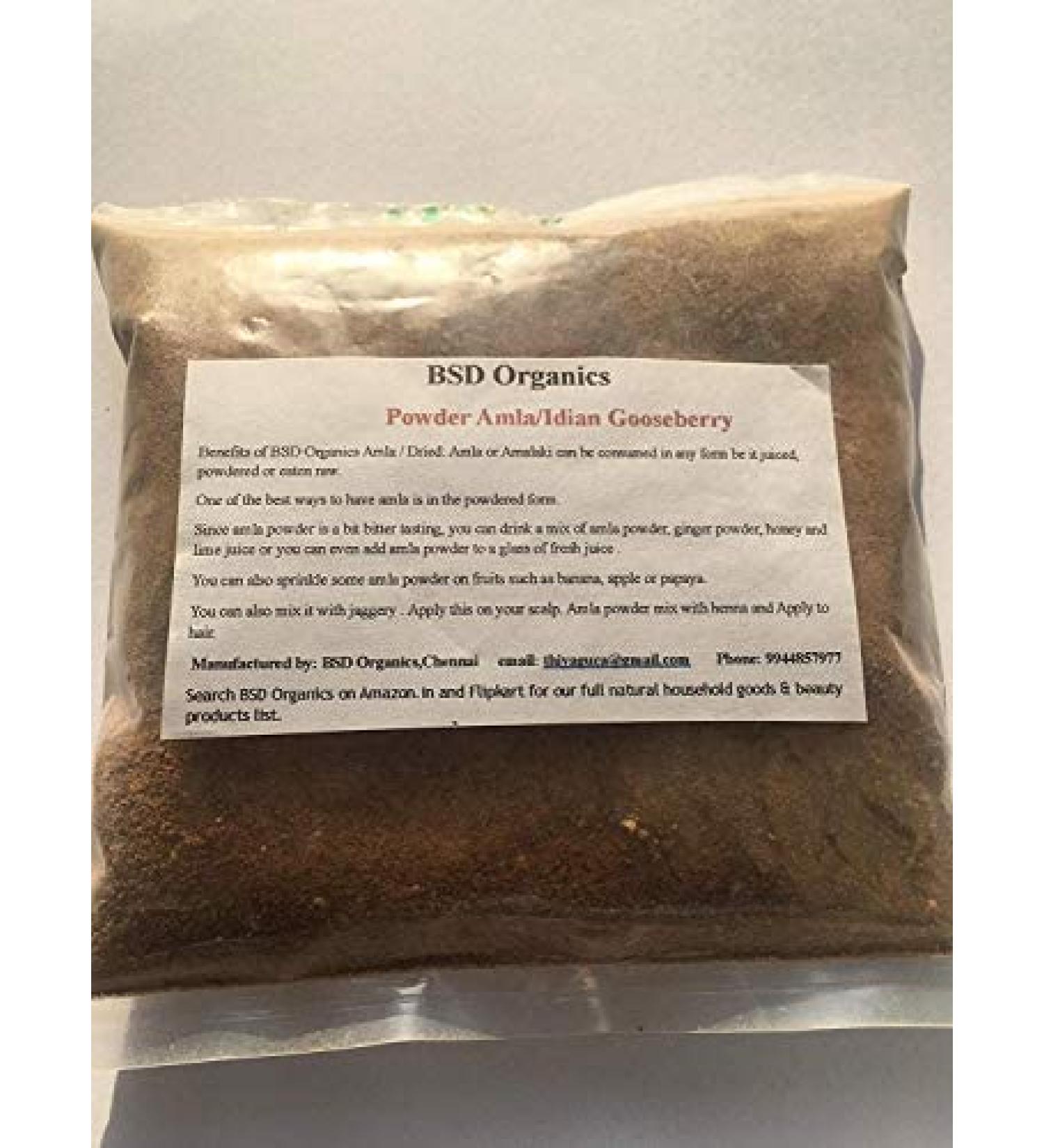 BSD Organics HerbY Powder of Amla/Indian Gooseberry/Nellikai - 200 Gram / 7 ounce